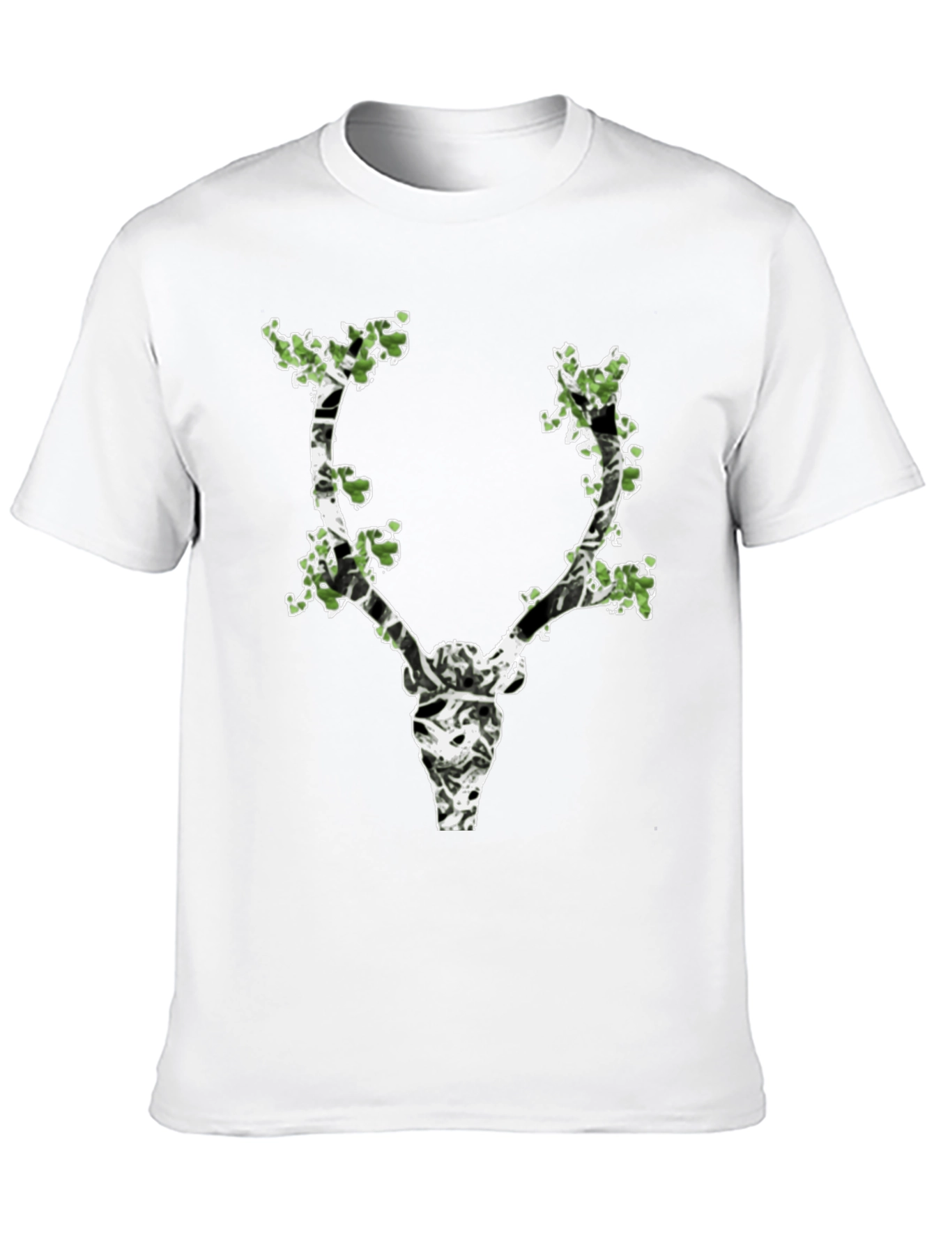 Nature Deer Skull Graphic Black T-Shirt