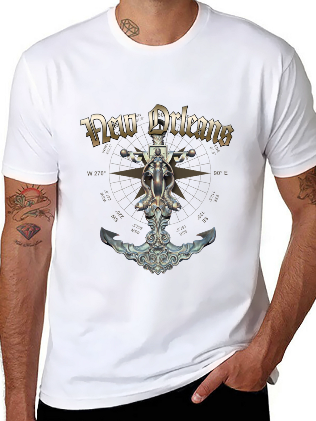 New Orleans Compass Anchor Graphic T-Shirt