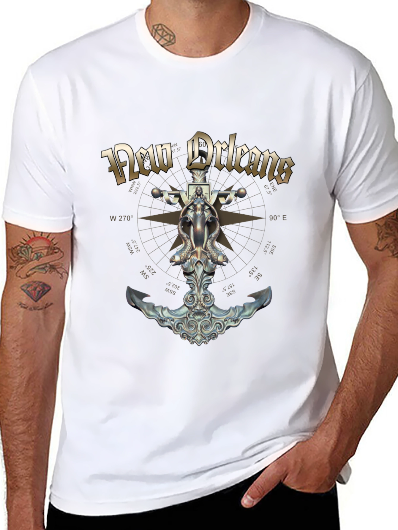 New Orleans Compass Anchor Graphic T-Shirt