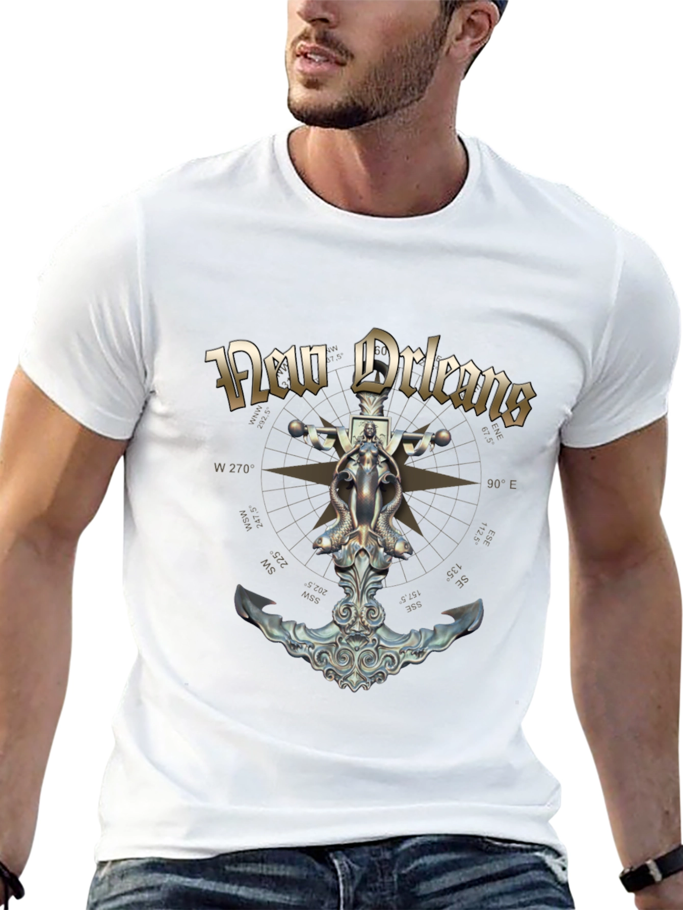 New Orleans Compass Anchor Graphic T-Shirt