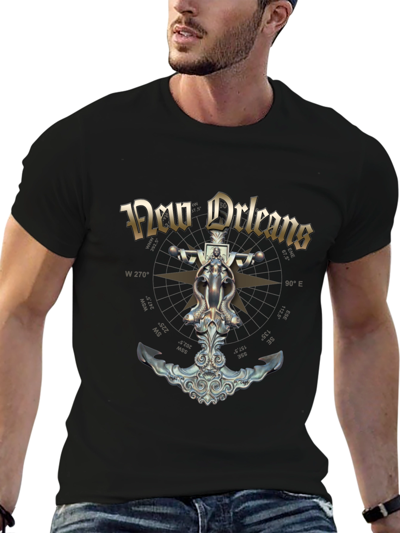 New Orleans Compass Anchor Graphic T-Shirt