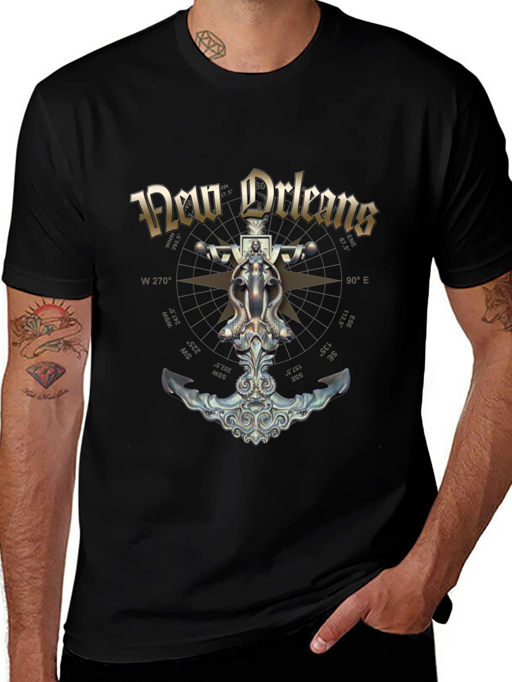 New Orleans Compass Anchor Graphic T-Shirt