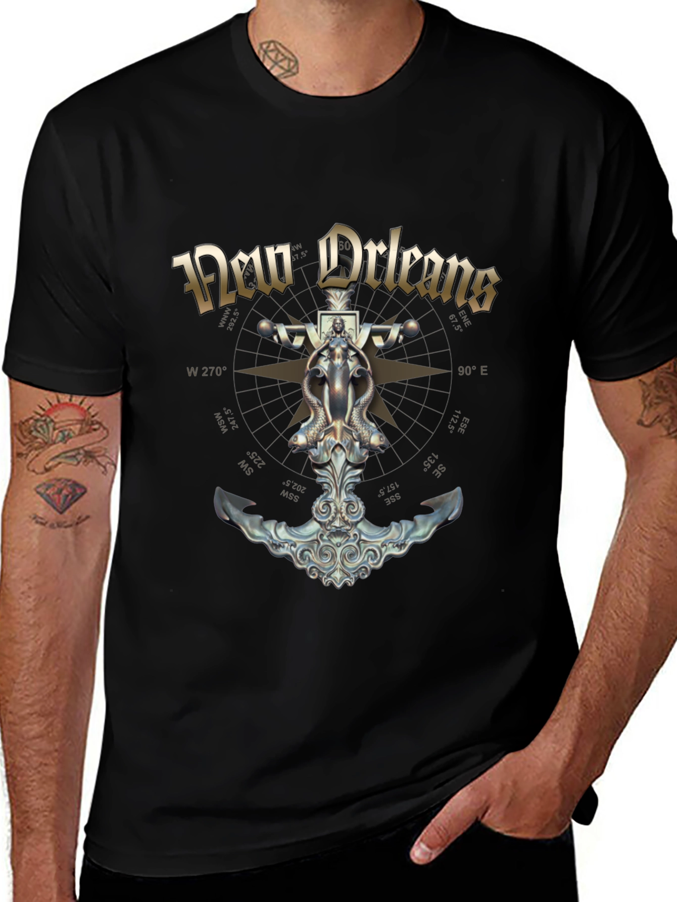 New Orleans Compass Anchor Graphic T-Shirt