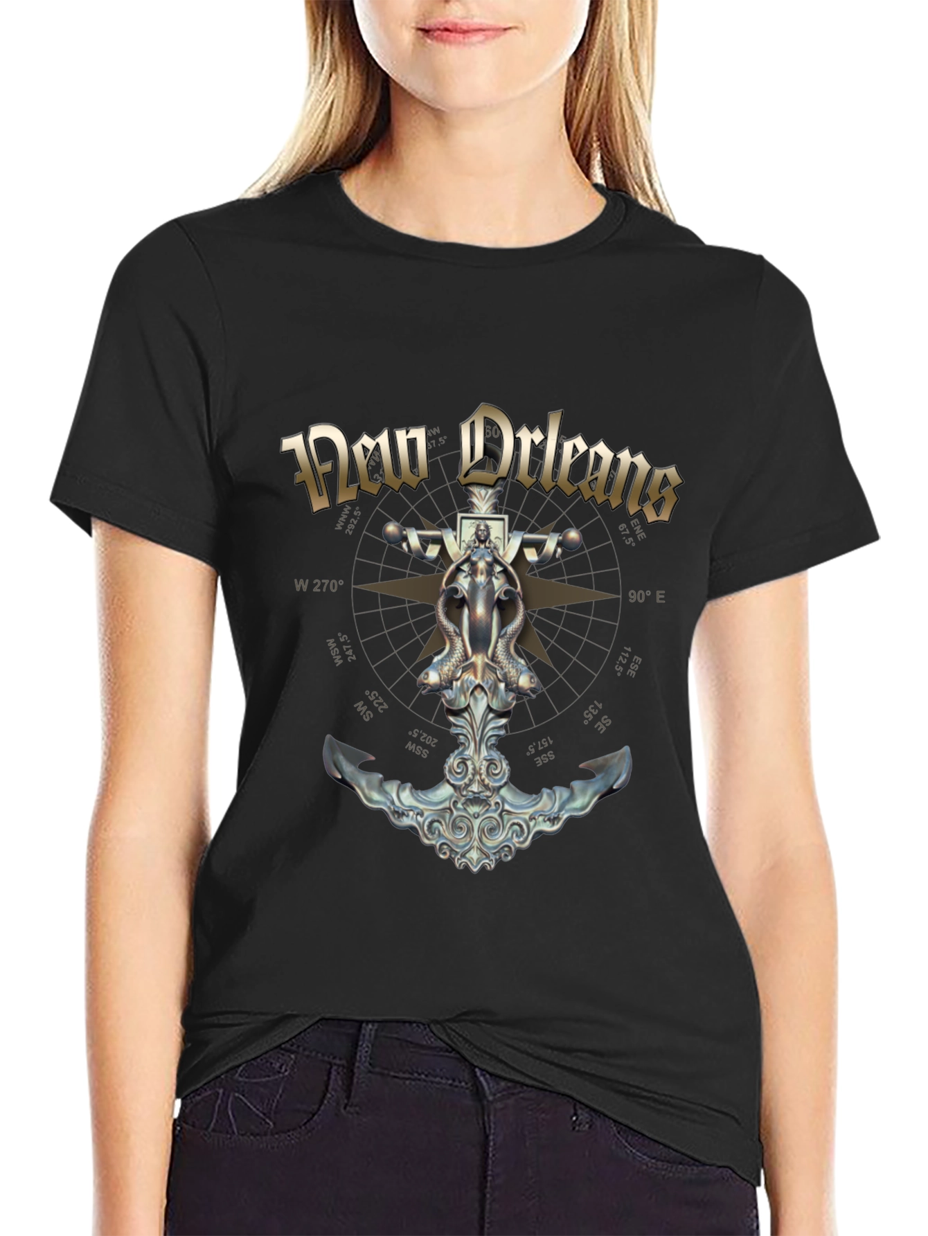 New Orleans Compass Anchor Graphic T-Shirt
