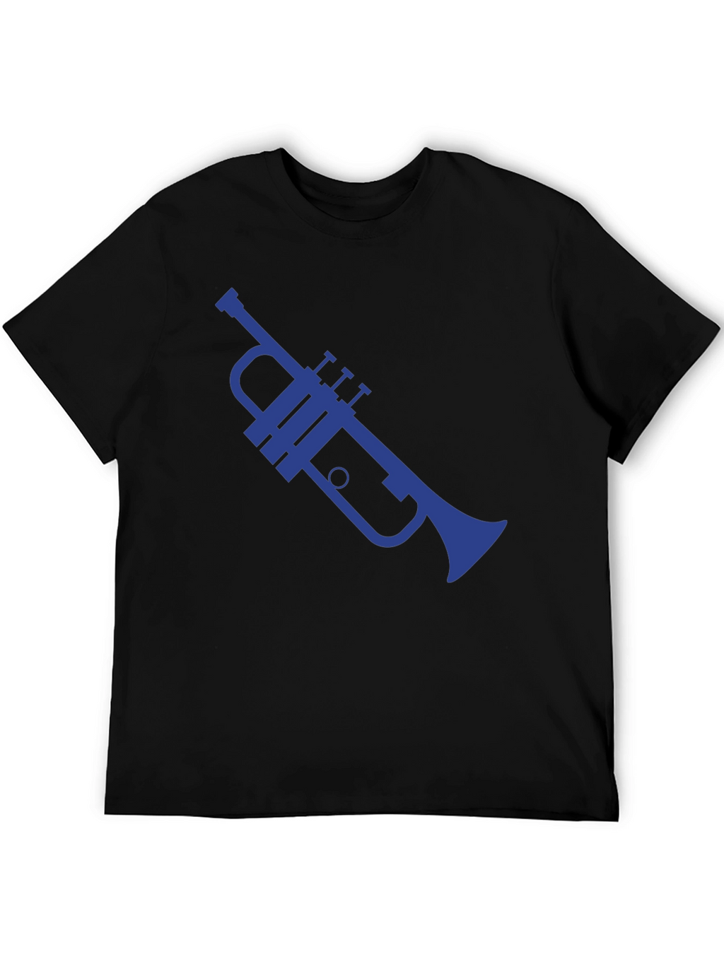 Blue Trumpet Graphic Black T-Shirt