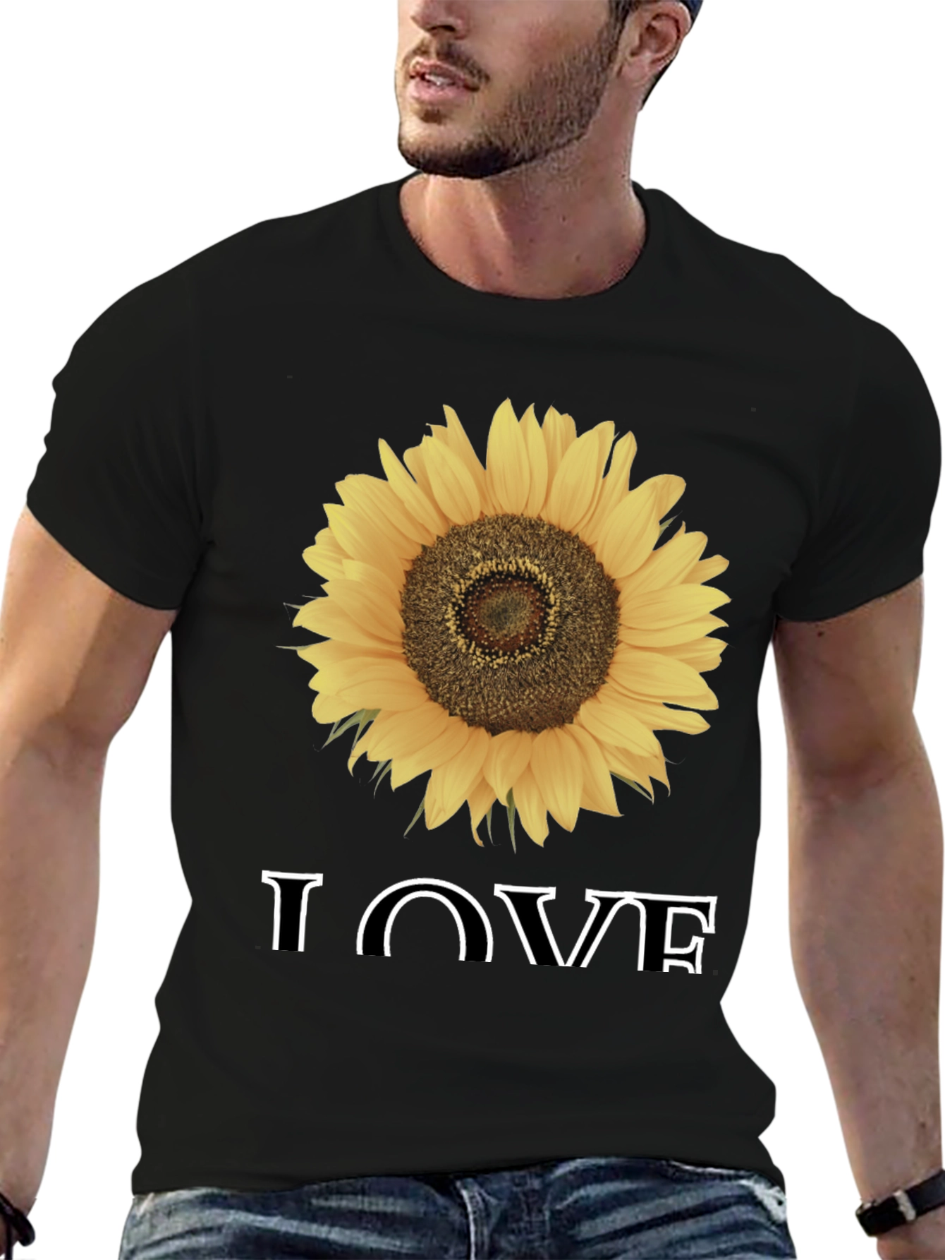 Sunflower Love Graphic Tee - Black