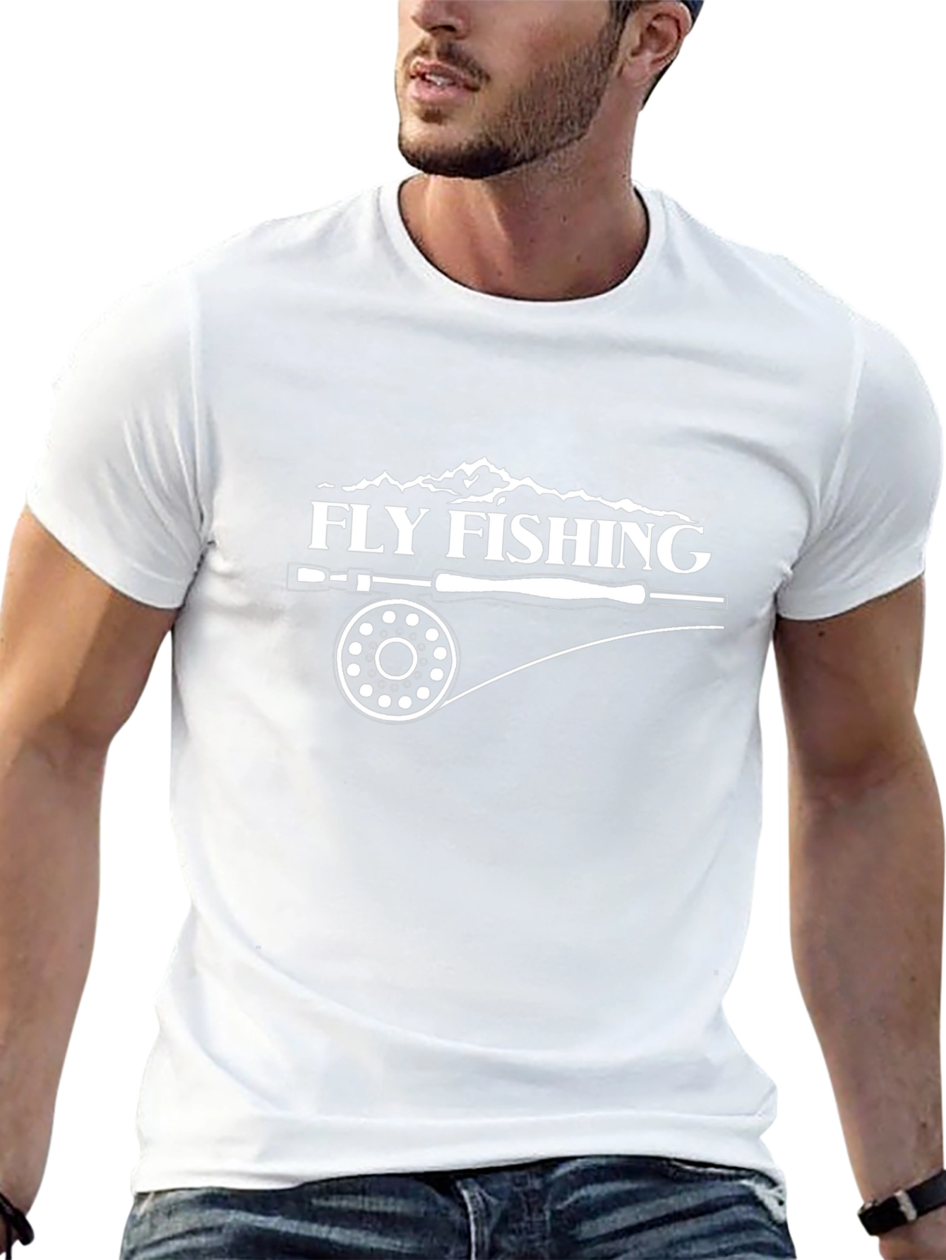 Fly Fishing Graphic Tee - Black Crew Neck
