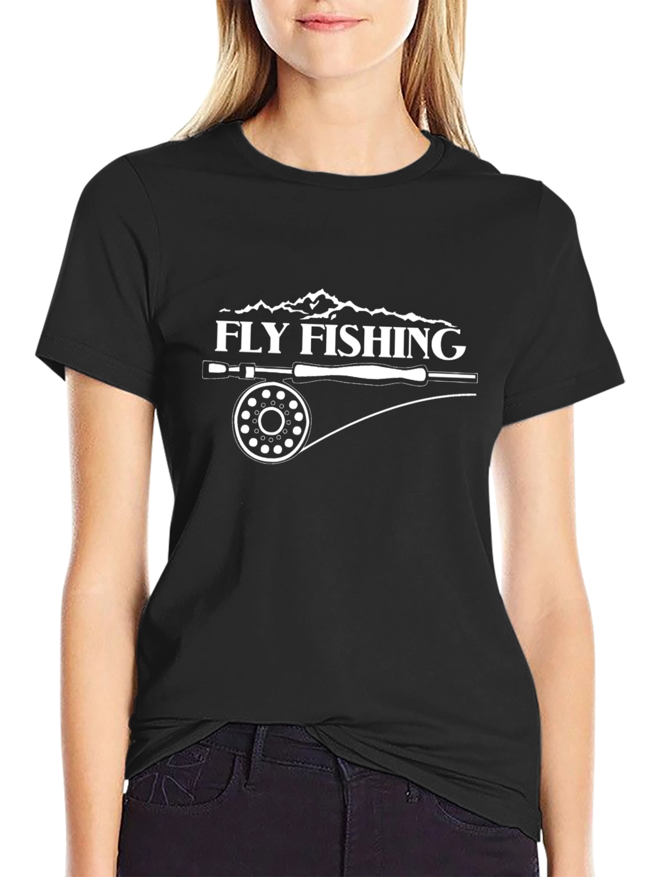 Fly Fishing Graphic Tee - Black Crew Neck