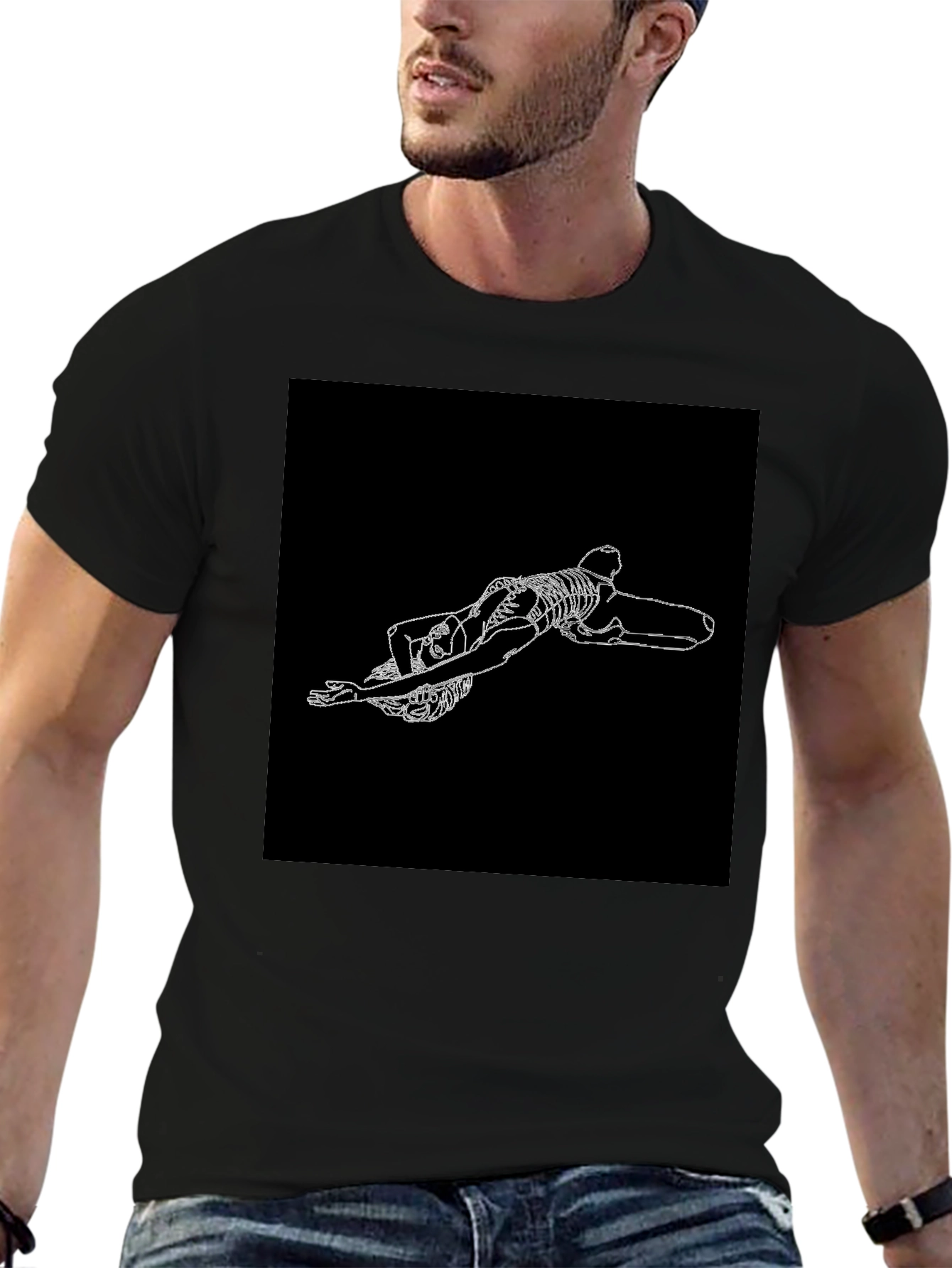 Skeleton Graphic Tee - Black Crew Neck T-Shirt
