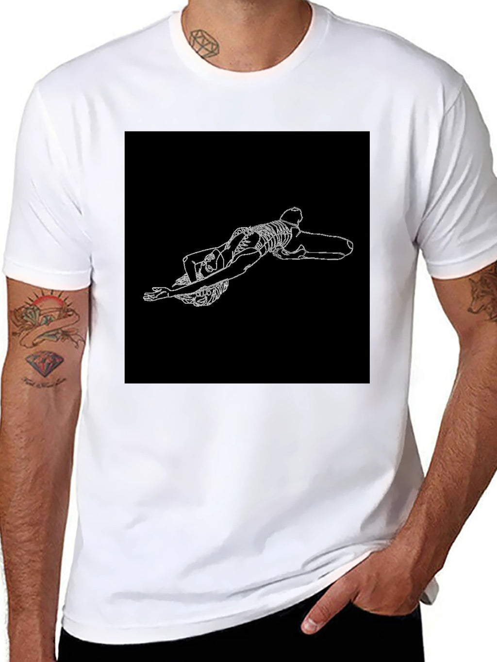 Skeleton Graphic Tee - Black Crew Neck T-Shirt