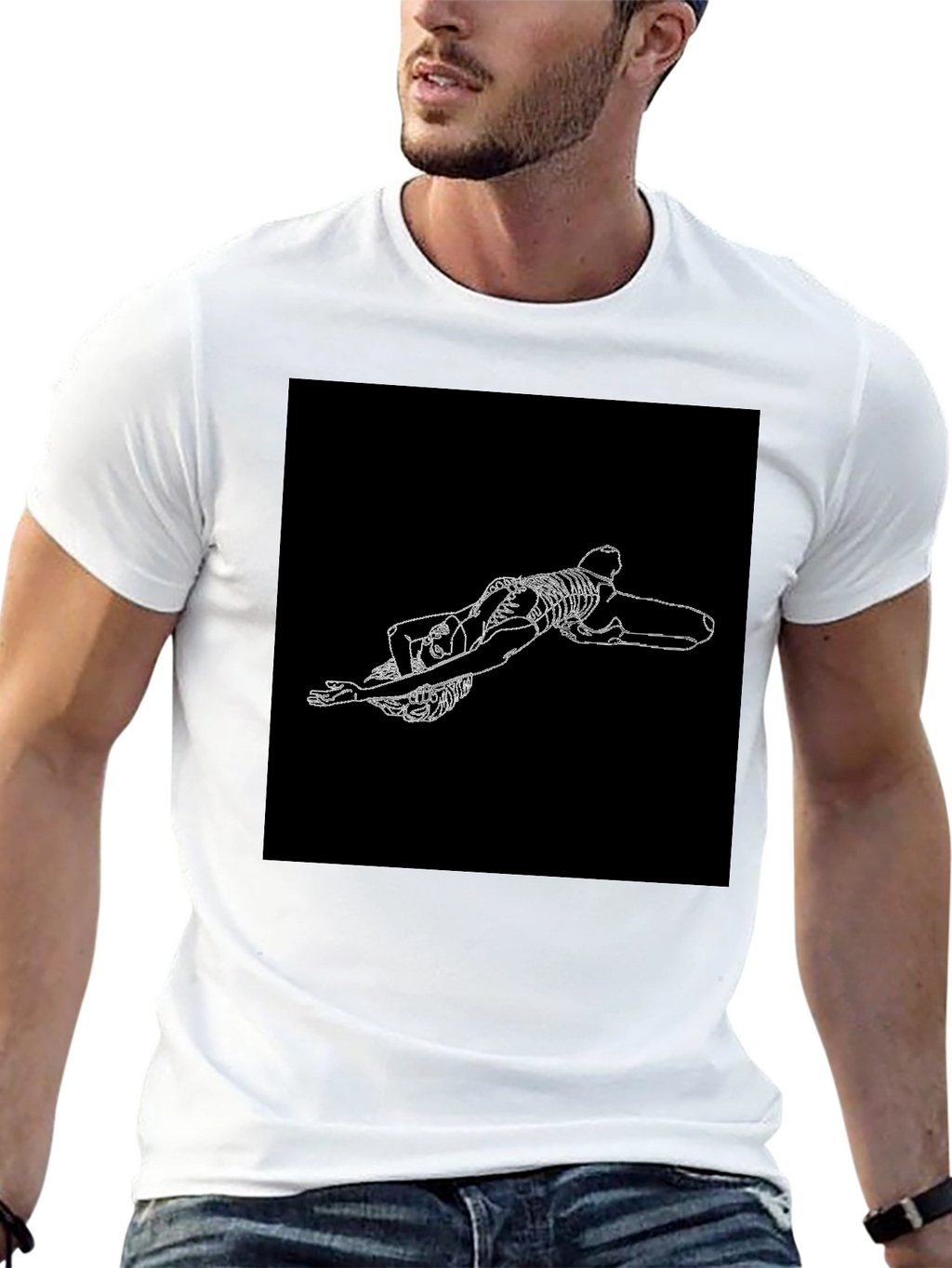 Skeleton Graphic Tee - Black Crew Neck T-Shirt