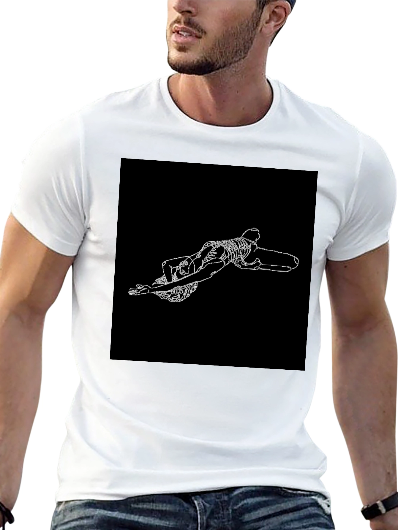 Skeleton Graphic Tee - Black Crew Neck T-Shirt