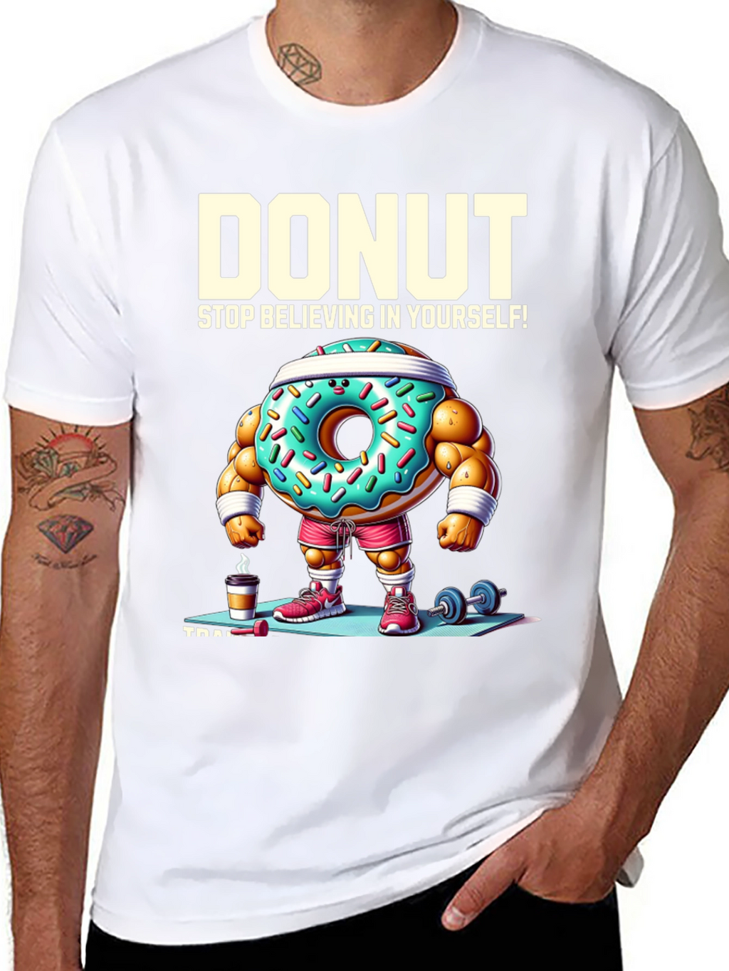 Donut Training Graphic Tee - Funny Workout Shirt