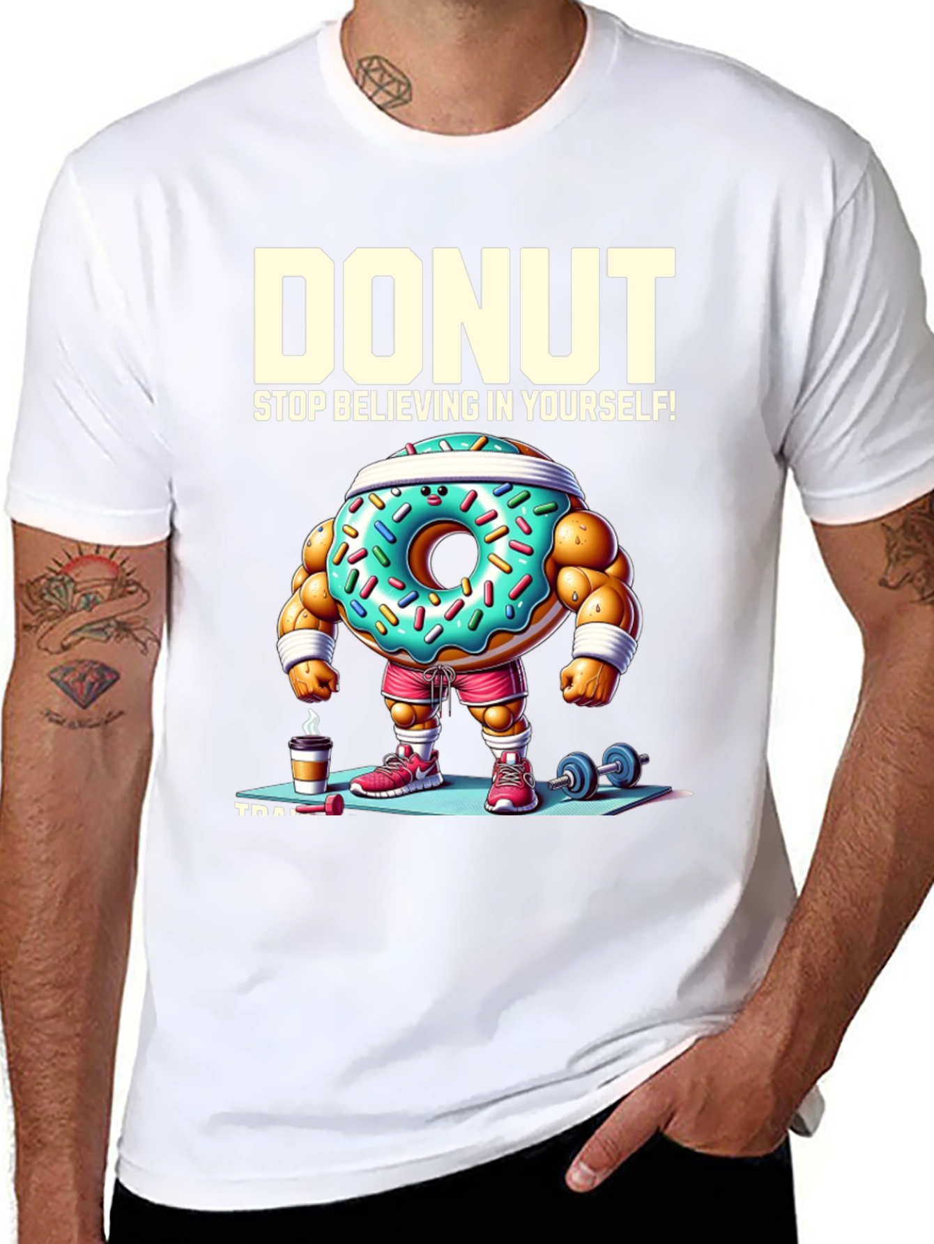 Donut Training Graphic Tee - Funny Workout Shirt