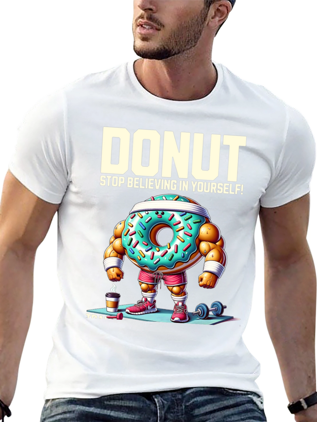 Donut Training Graphic Tee - Funny Workout Shirt