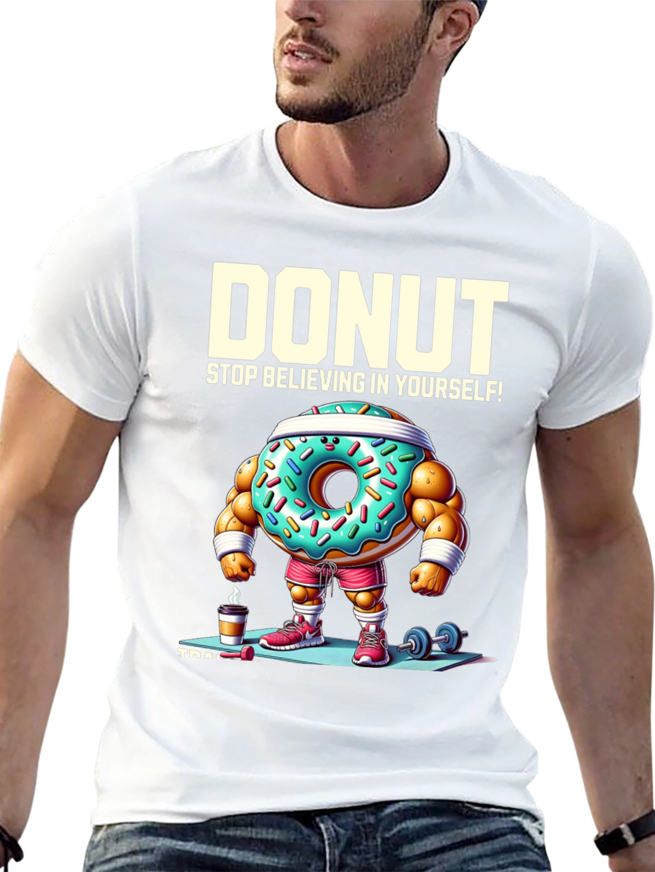 Donut Training Graphic Tee - Funny Workout Shirt
