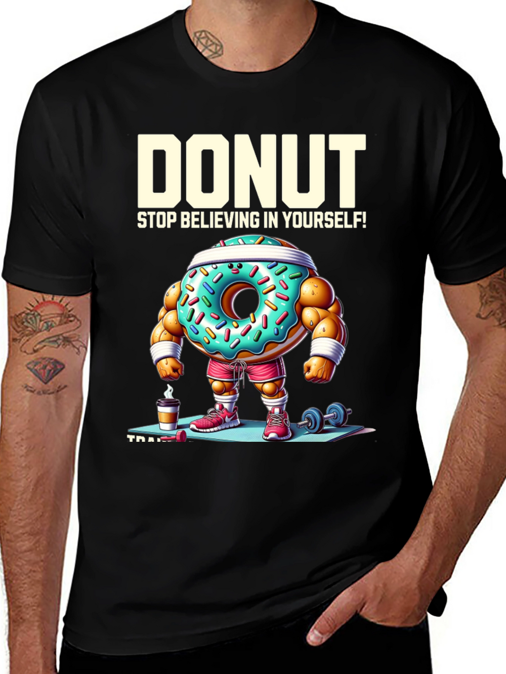 Donut Training Graphic Tee - Funny Workout Shirt