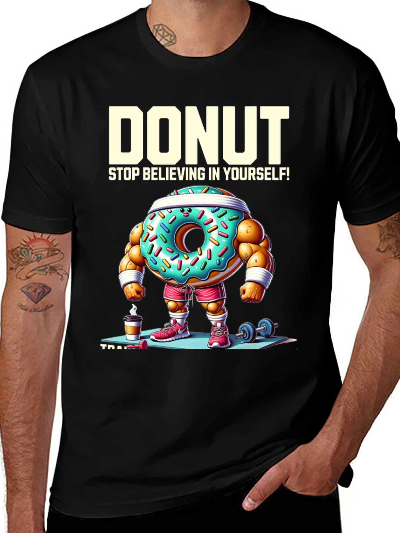 Donut Training Graphic Tee - Funny Workout Shirt