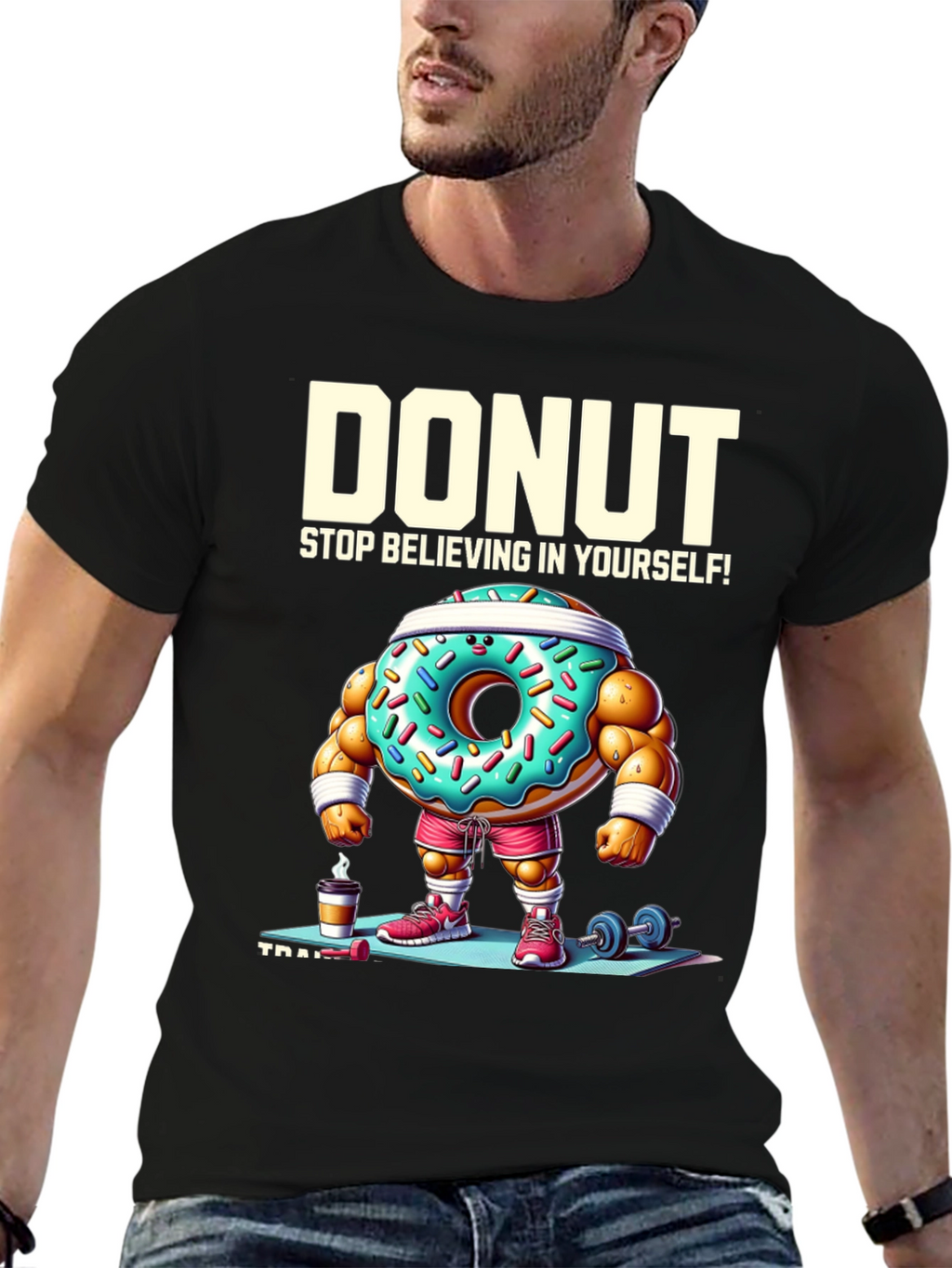 Donut Training Graphic Tee - Funny Workout Shirt