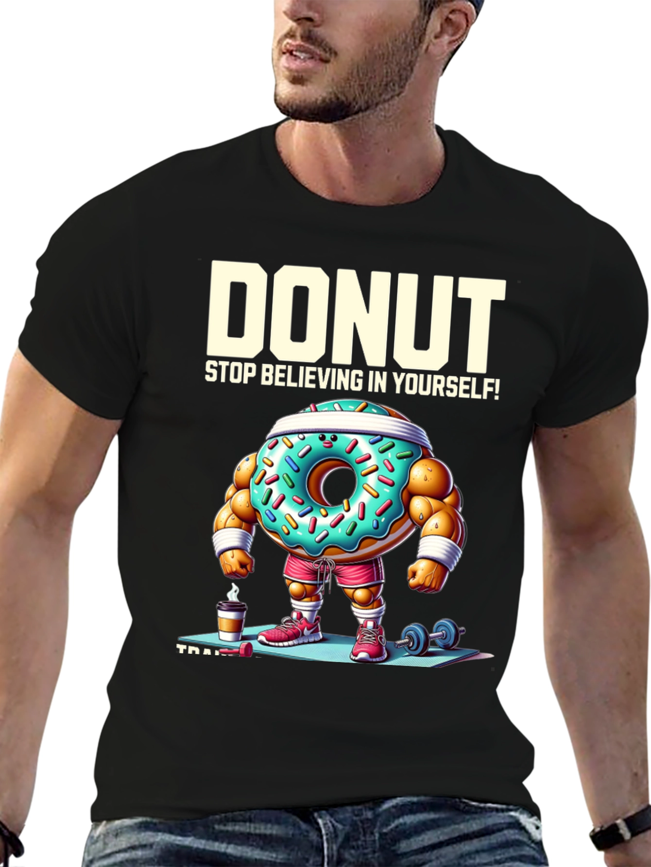 Donut Training Graphic Tee - Funny Workout Shirt