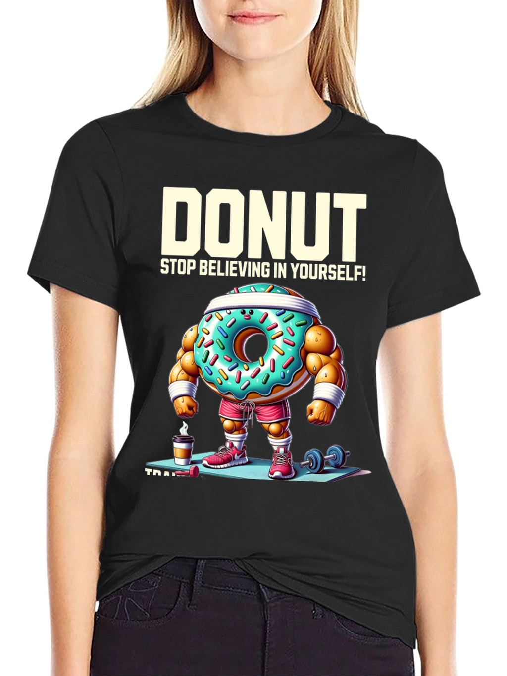 Donut Training Graphic Tee - Funny Workout Shirt