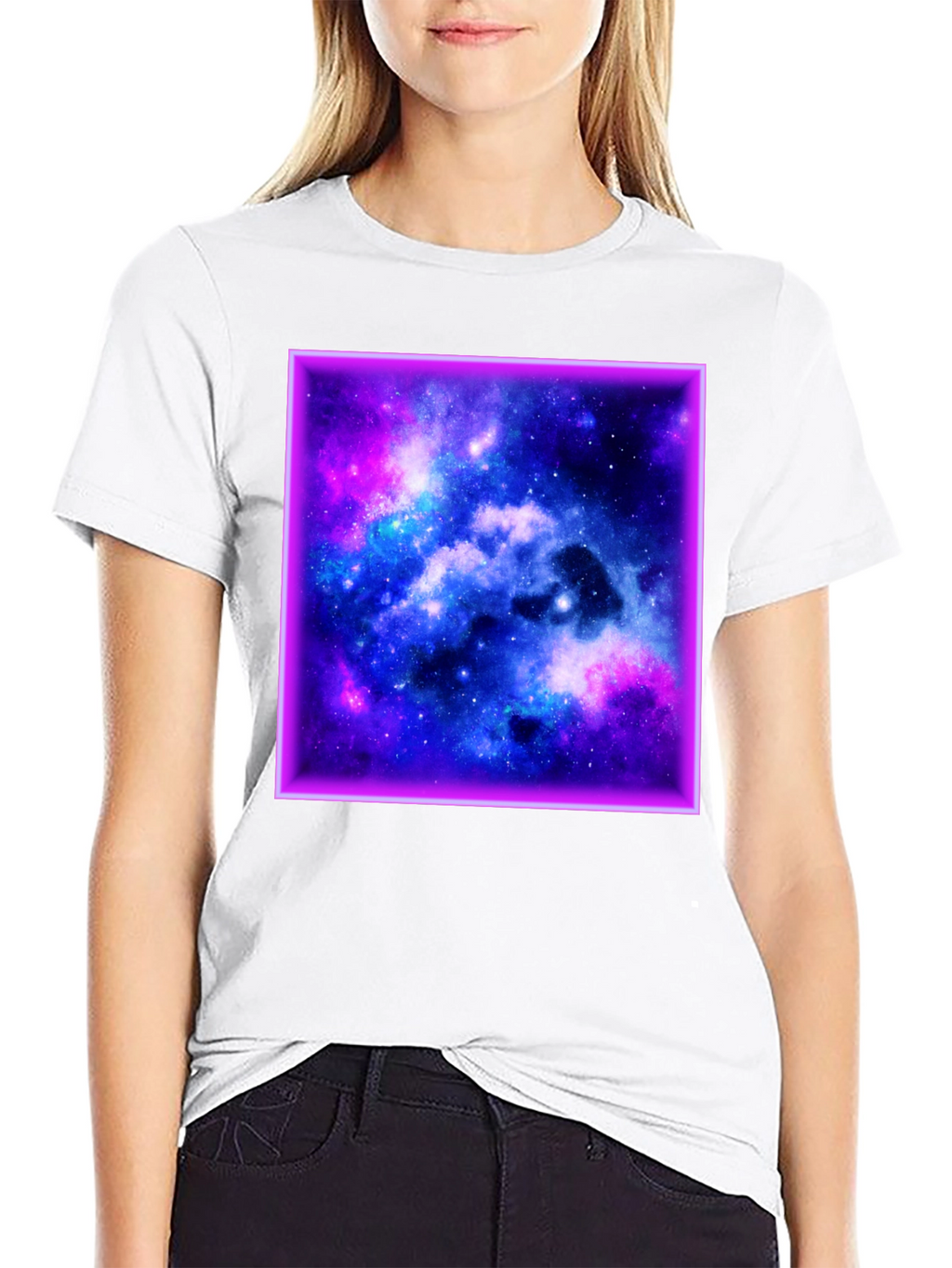 Galaxy Square Graphic Print Black T-Shirt