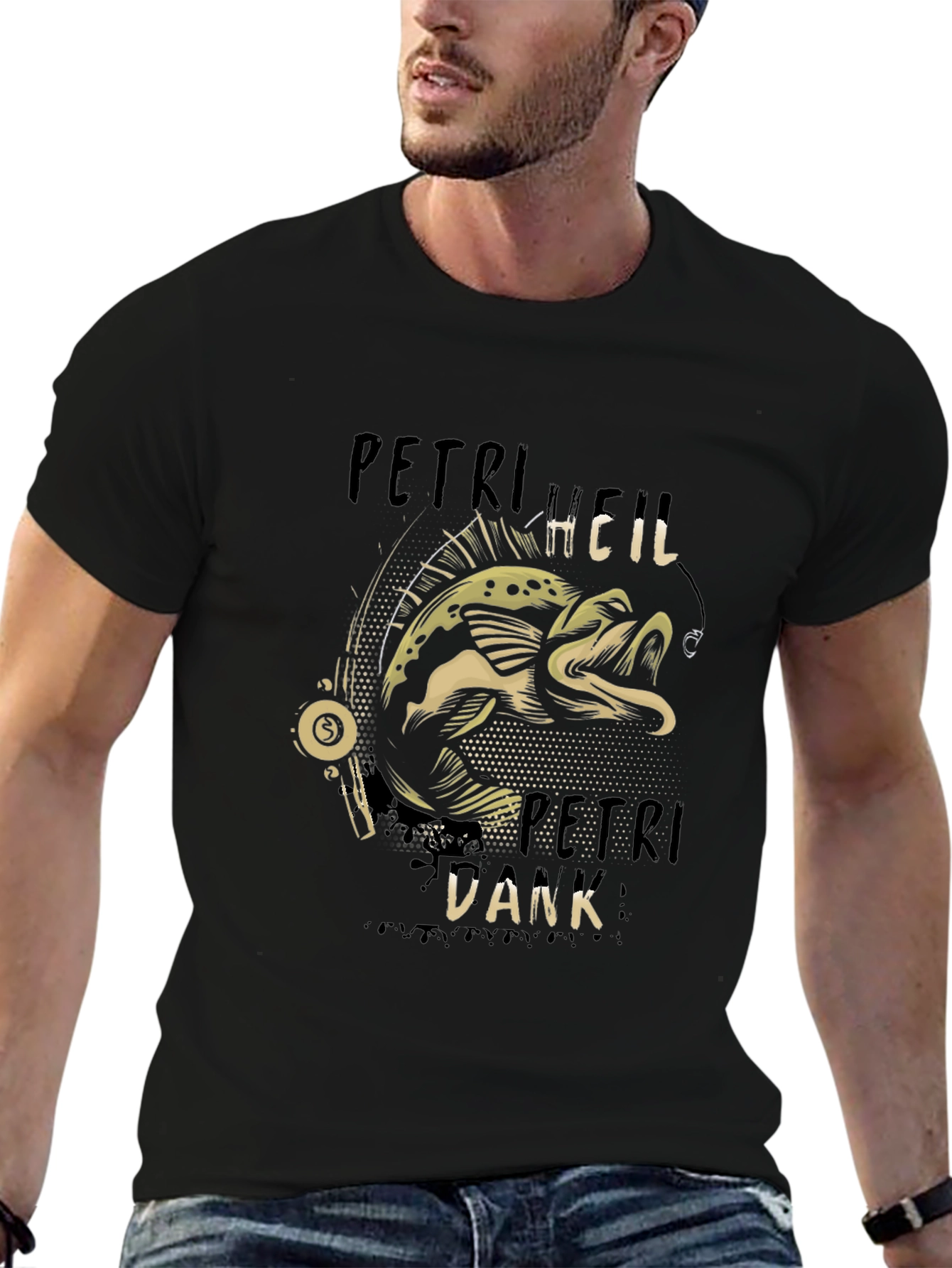 Petri Heil Dank Black T-Shirt - Fishing Graphic Tee