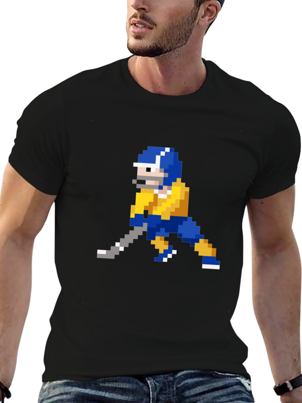 Retro 8-Bit Hockey Player Graphic T-Shirt