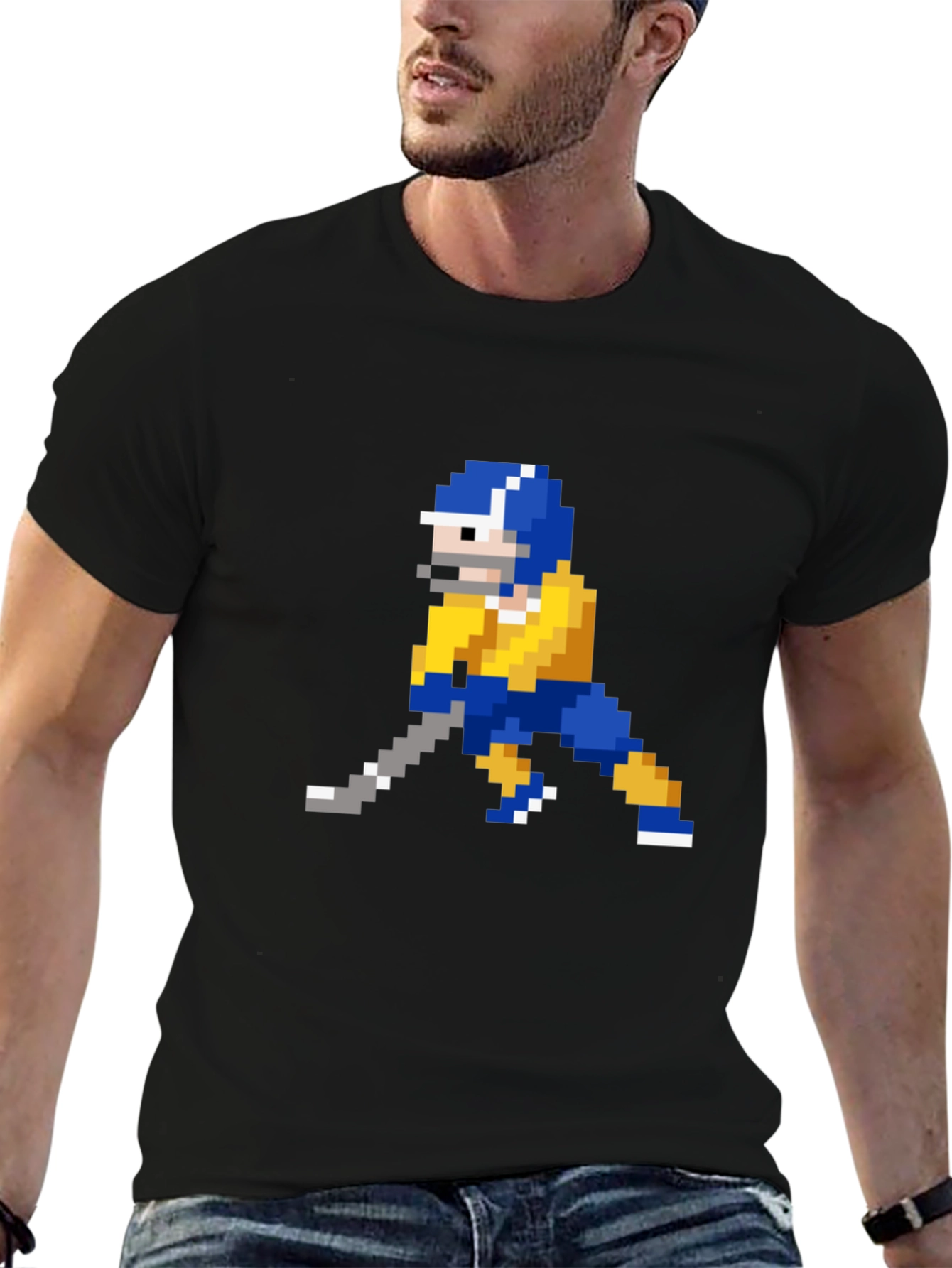 Retro 8-Bit Hockey Player Graphic T-Shirt