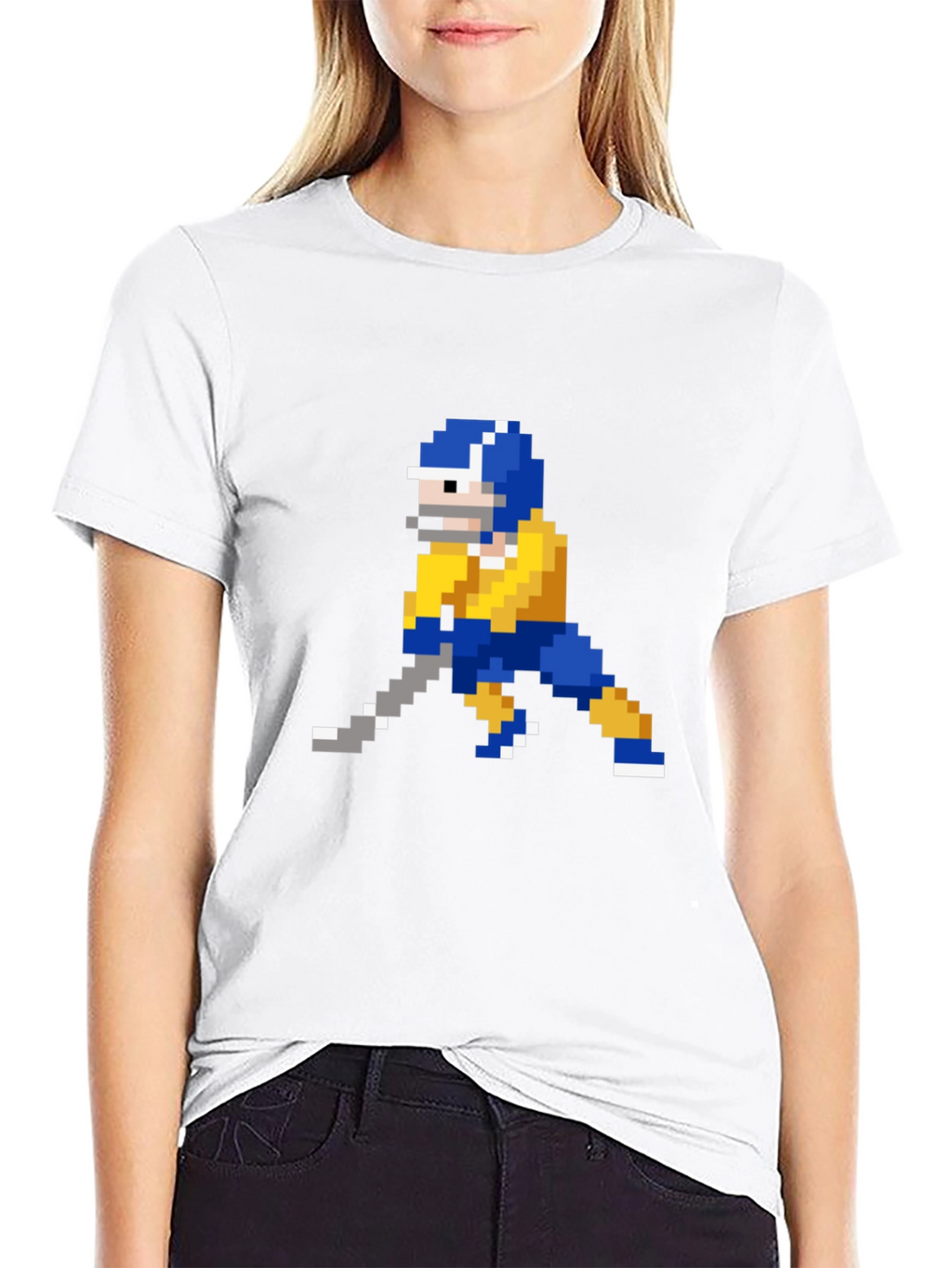 Retro 8-Bit Hockey Player Graphic T-Shirt