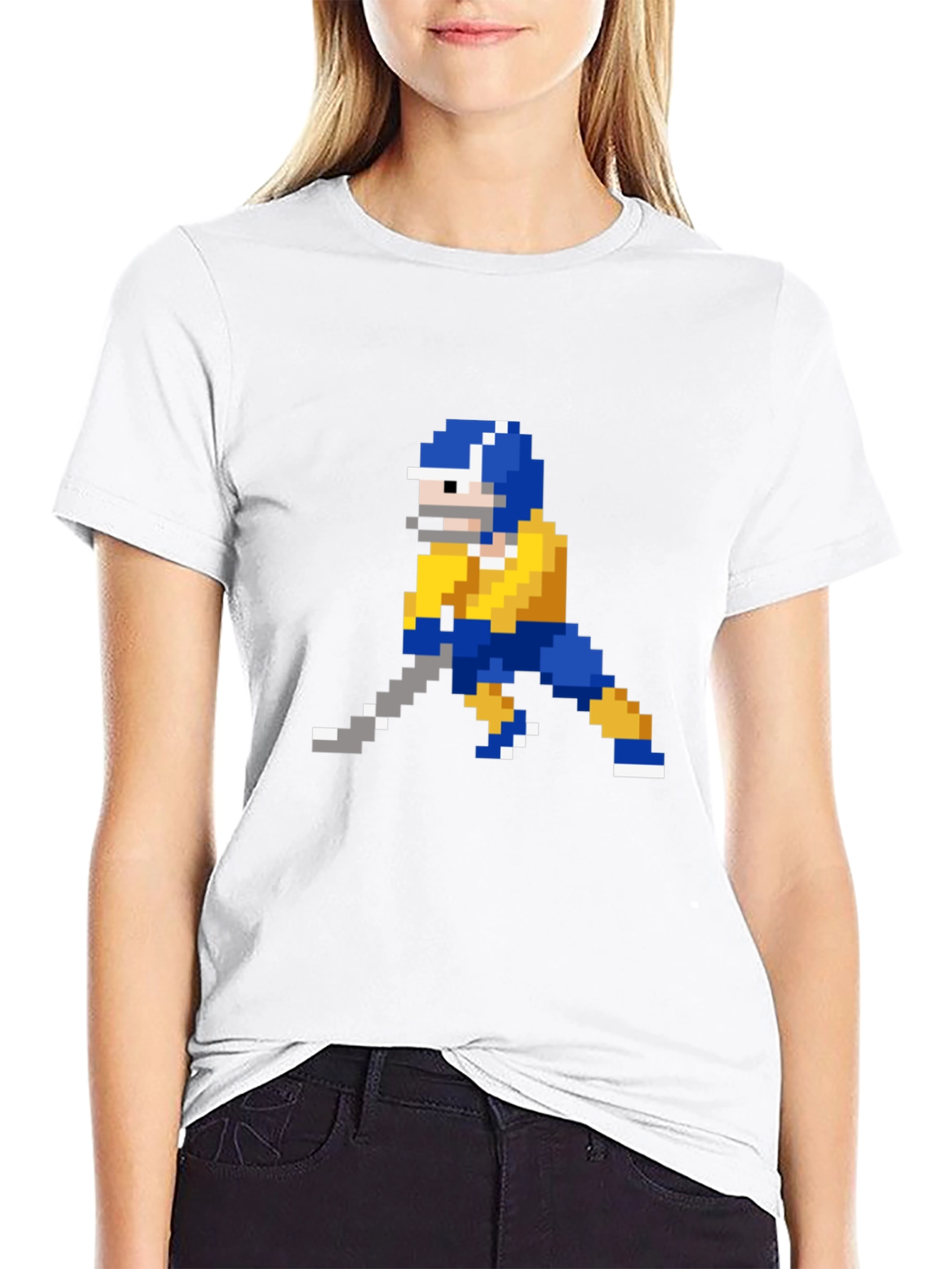 Retro 8-Bit Hockey Player Graphic T-Shirt
