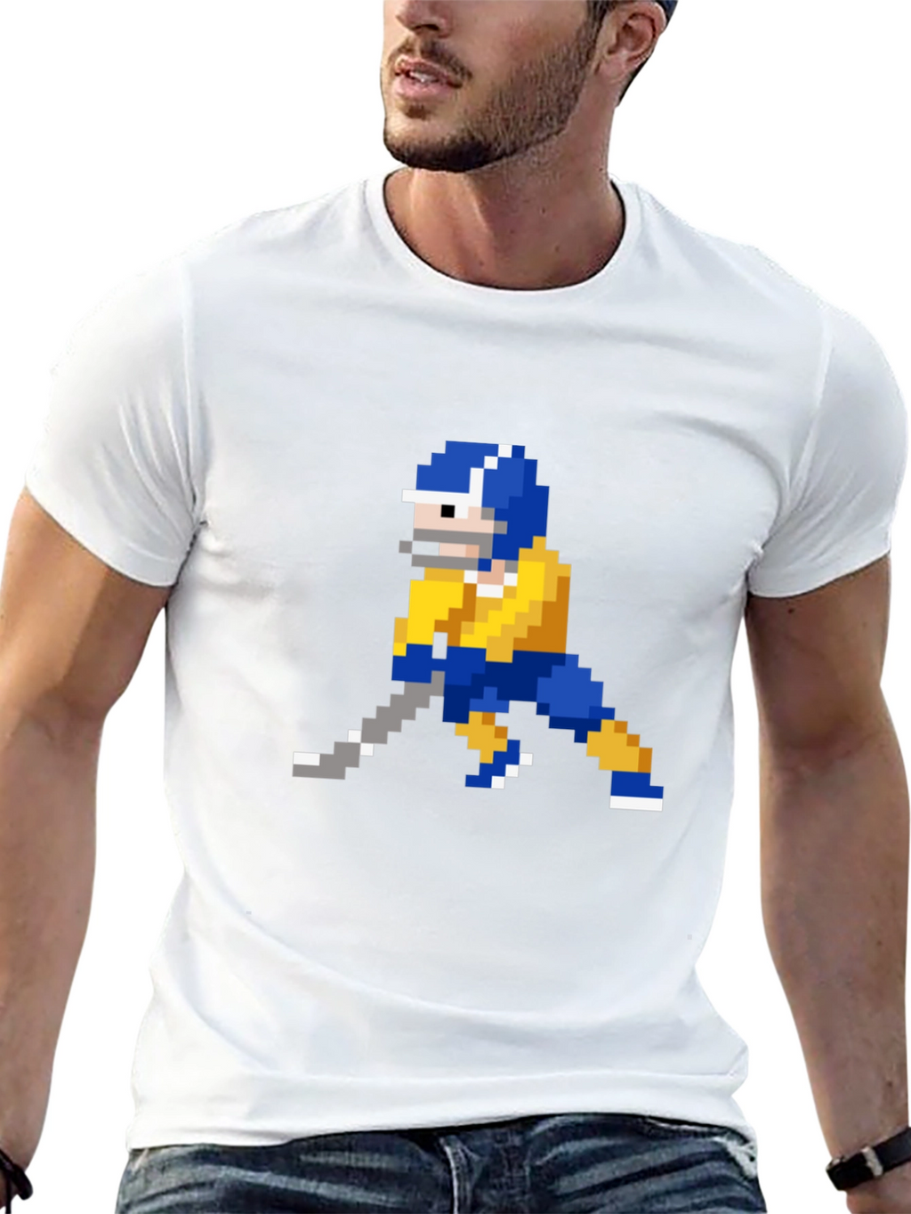 Retro 8-Bit Hockey Player Graphic T-Shirt