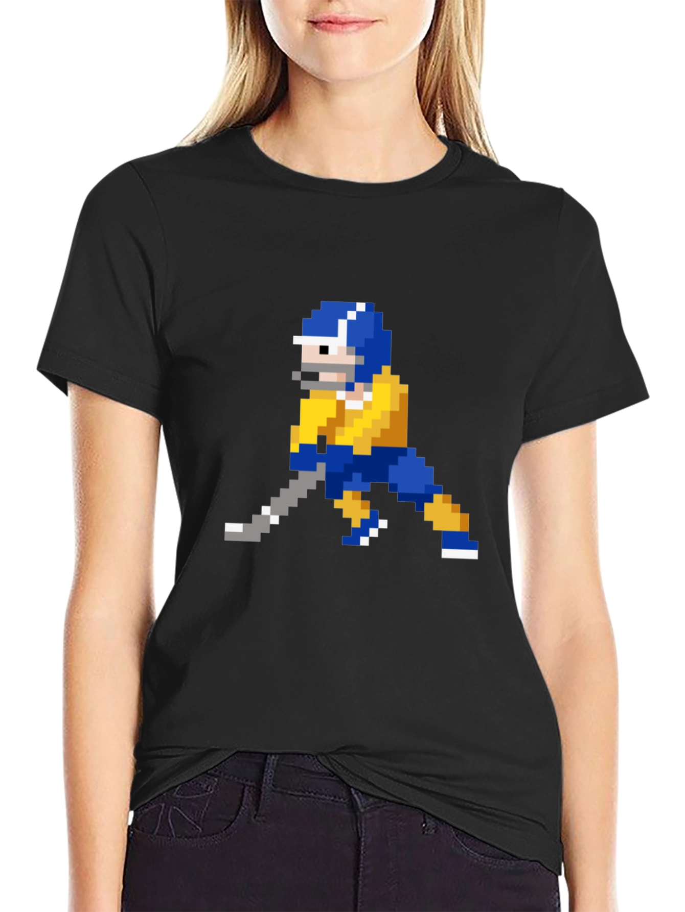 Retro 8-Bit Hockey Player Graphic T-Shirt