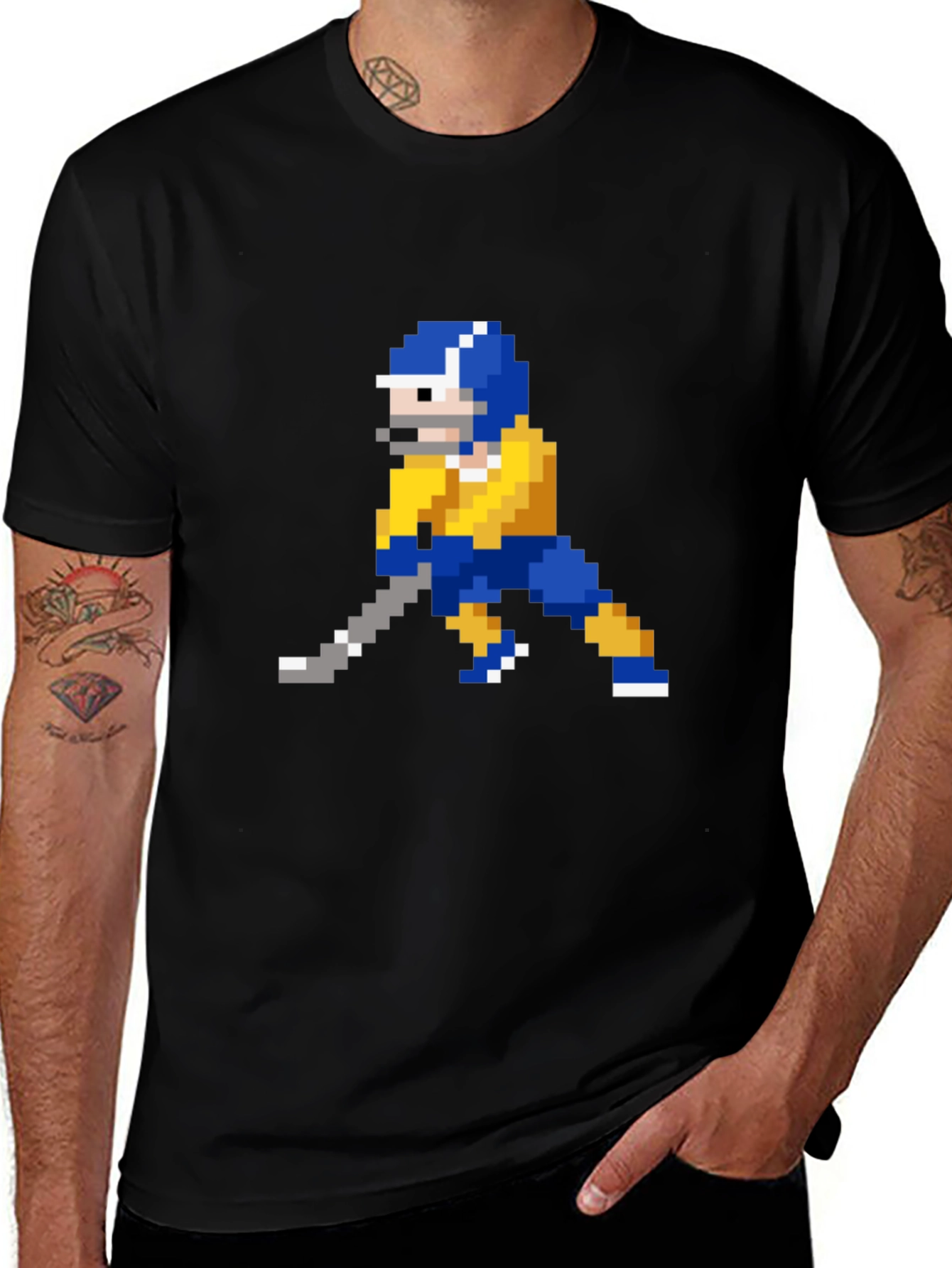 Retro 8-Bit Hockey Player Graphic T-Shirt
