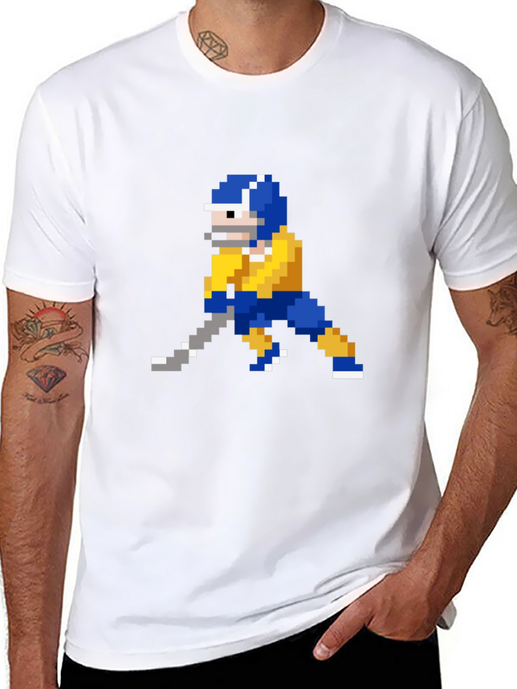 Retro 8-Bit Hockey Player Graphic T-Shirt