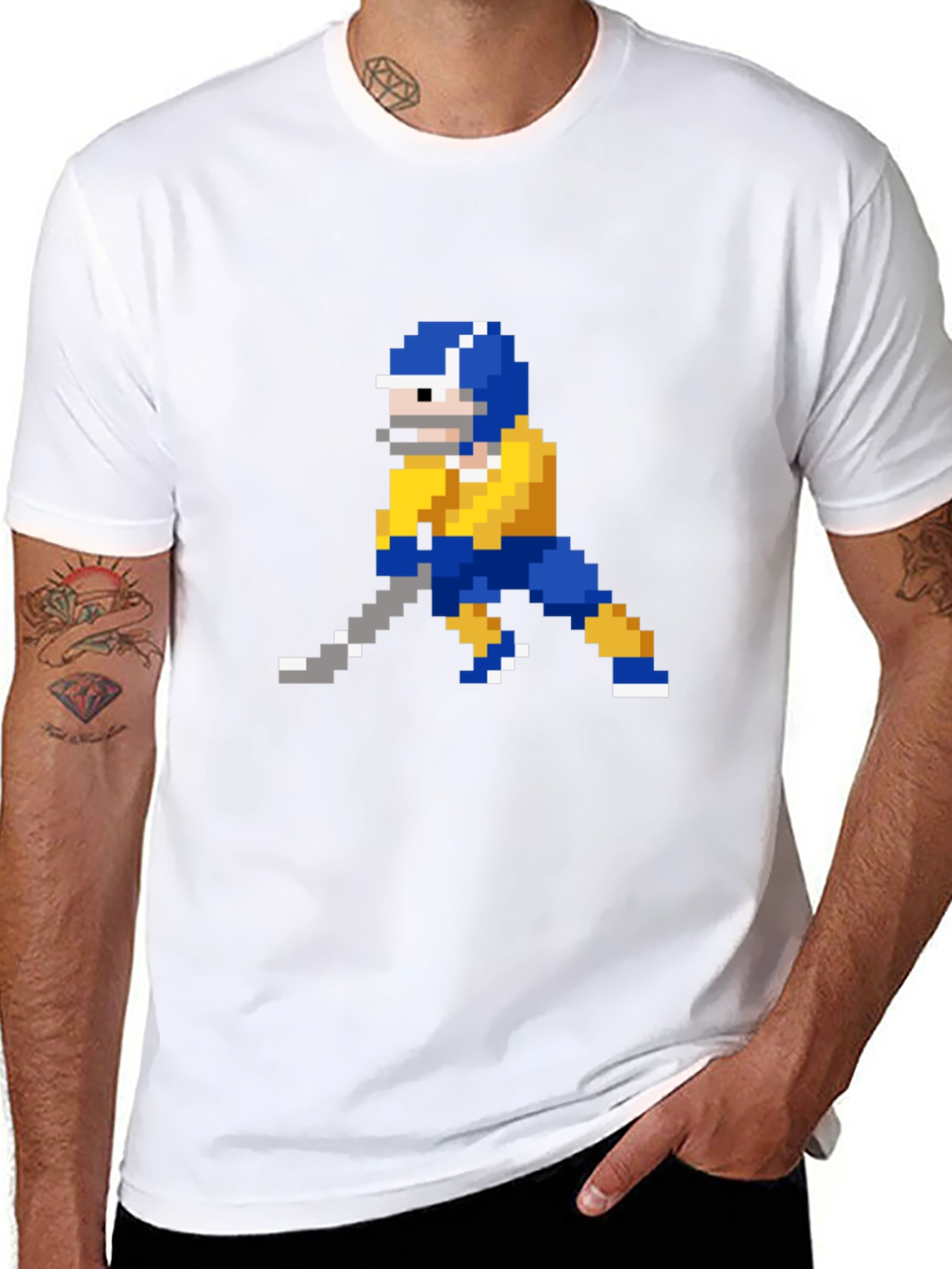 Retro 8-Bit Hockey Player Graphic T-Shirt