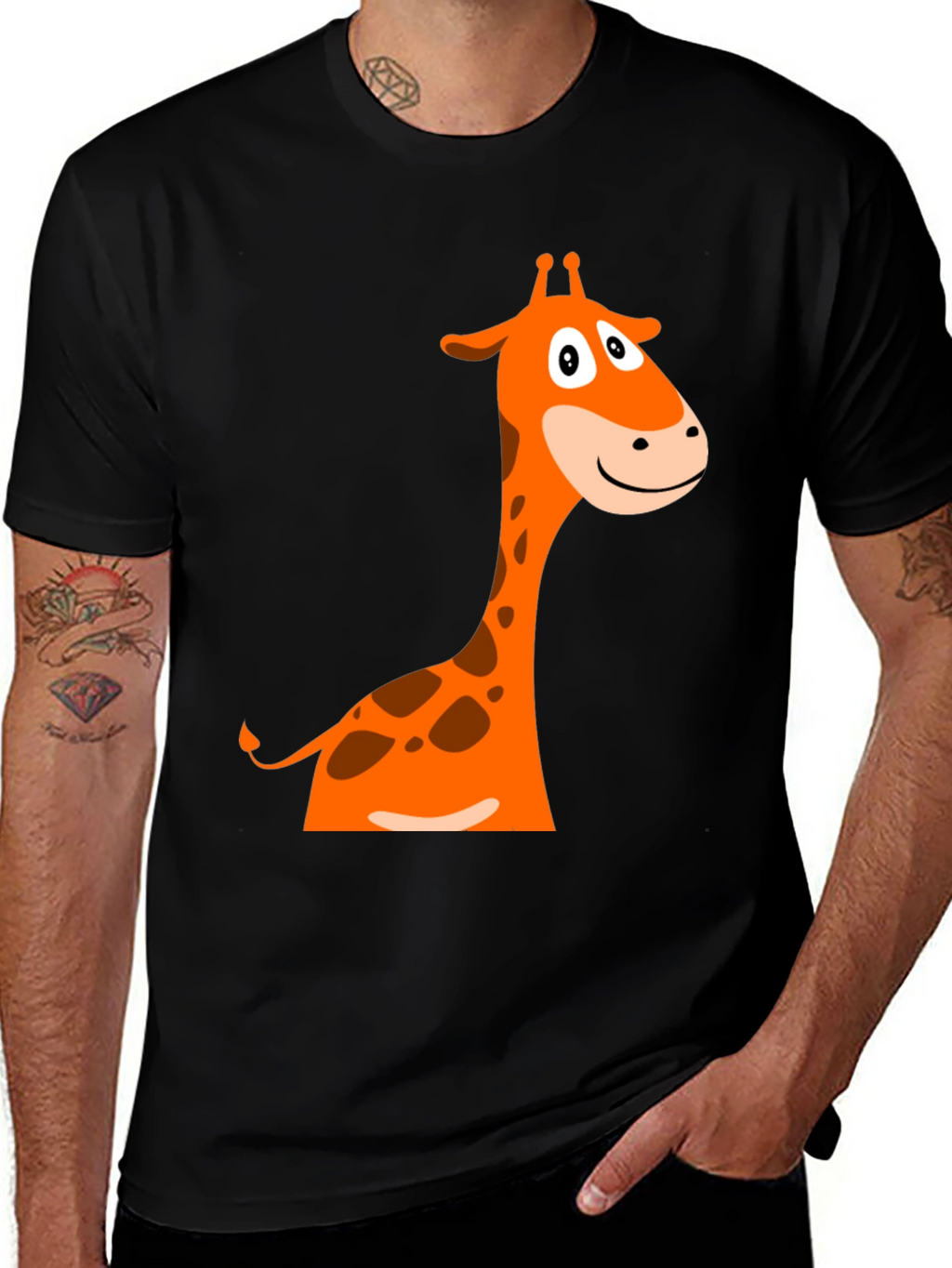 Giraffe Graphic Tee - Fun Cartoon Design