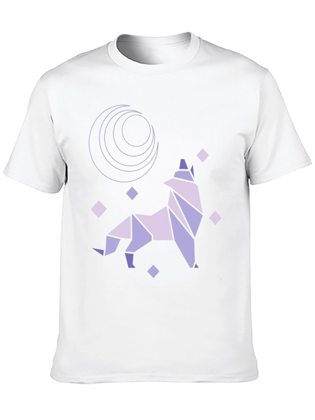 Geometric Wolf Moon Graphic Tee - Black Cotton Blend