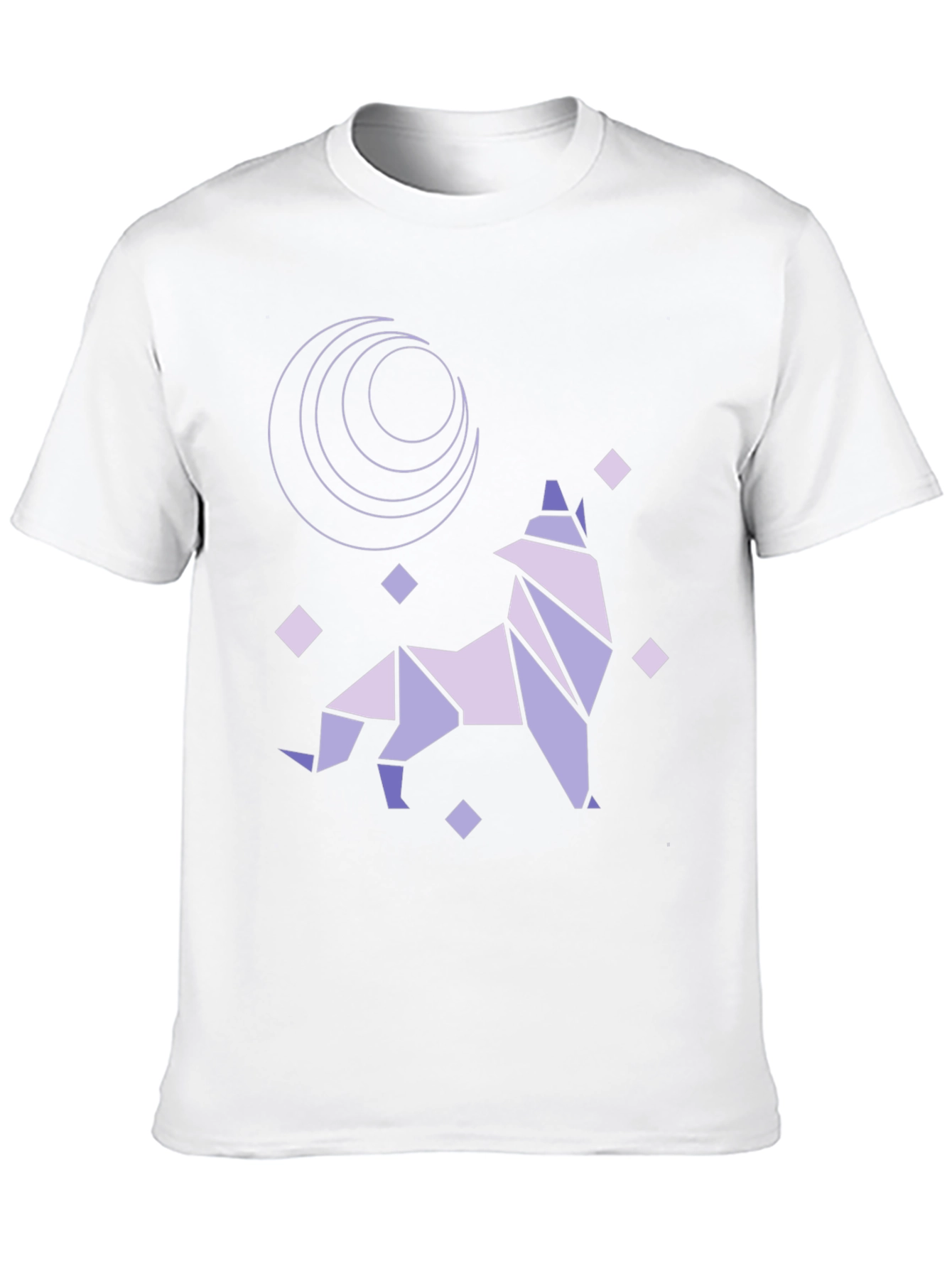 Geometric Wolf Moon Graphic Tee - Black Cotton Blend