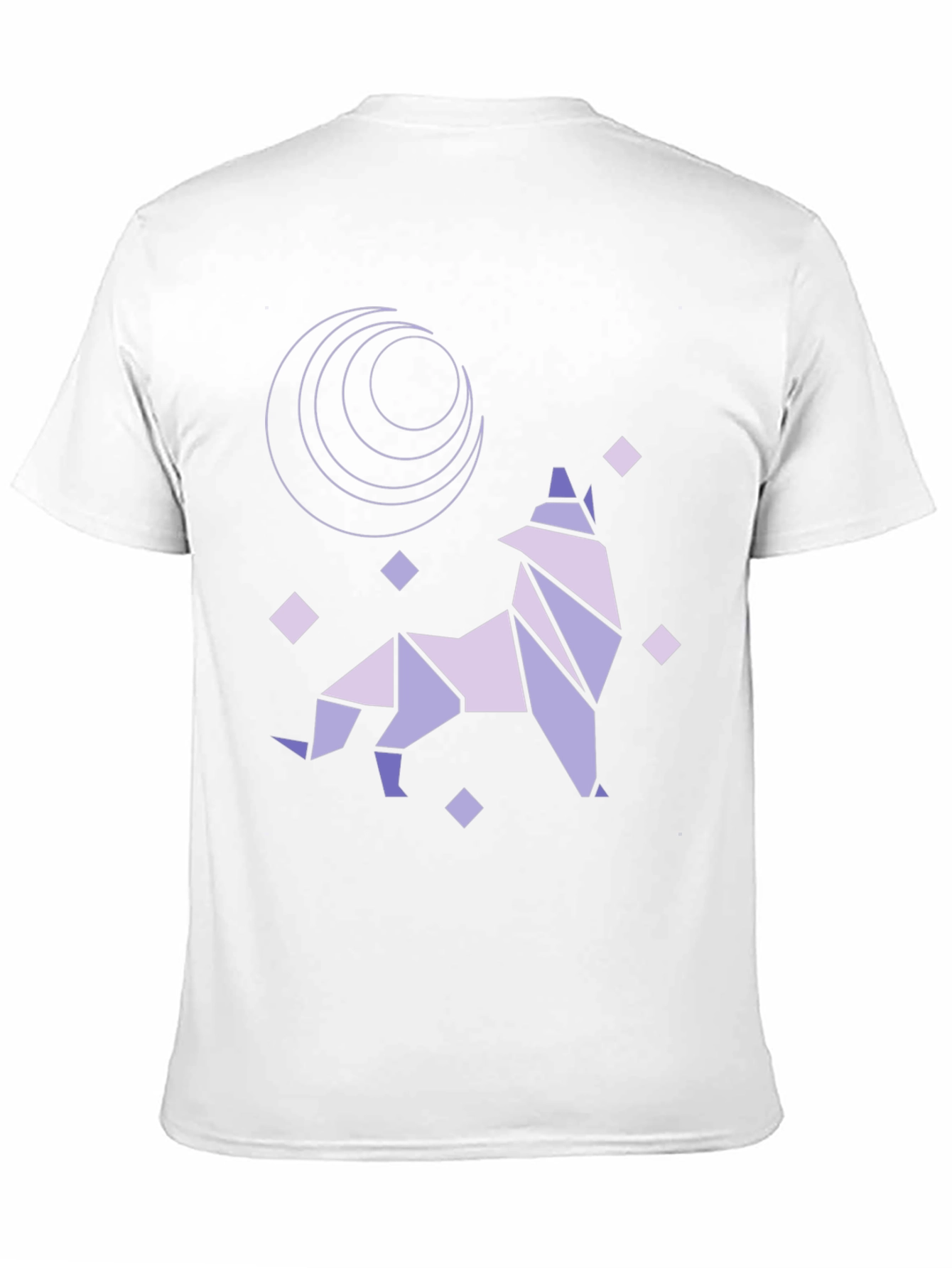 Geometric Wolf Moon Graphic Tee - Black Cotton Blend