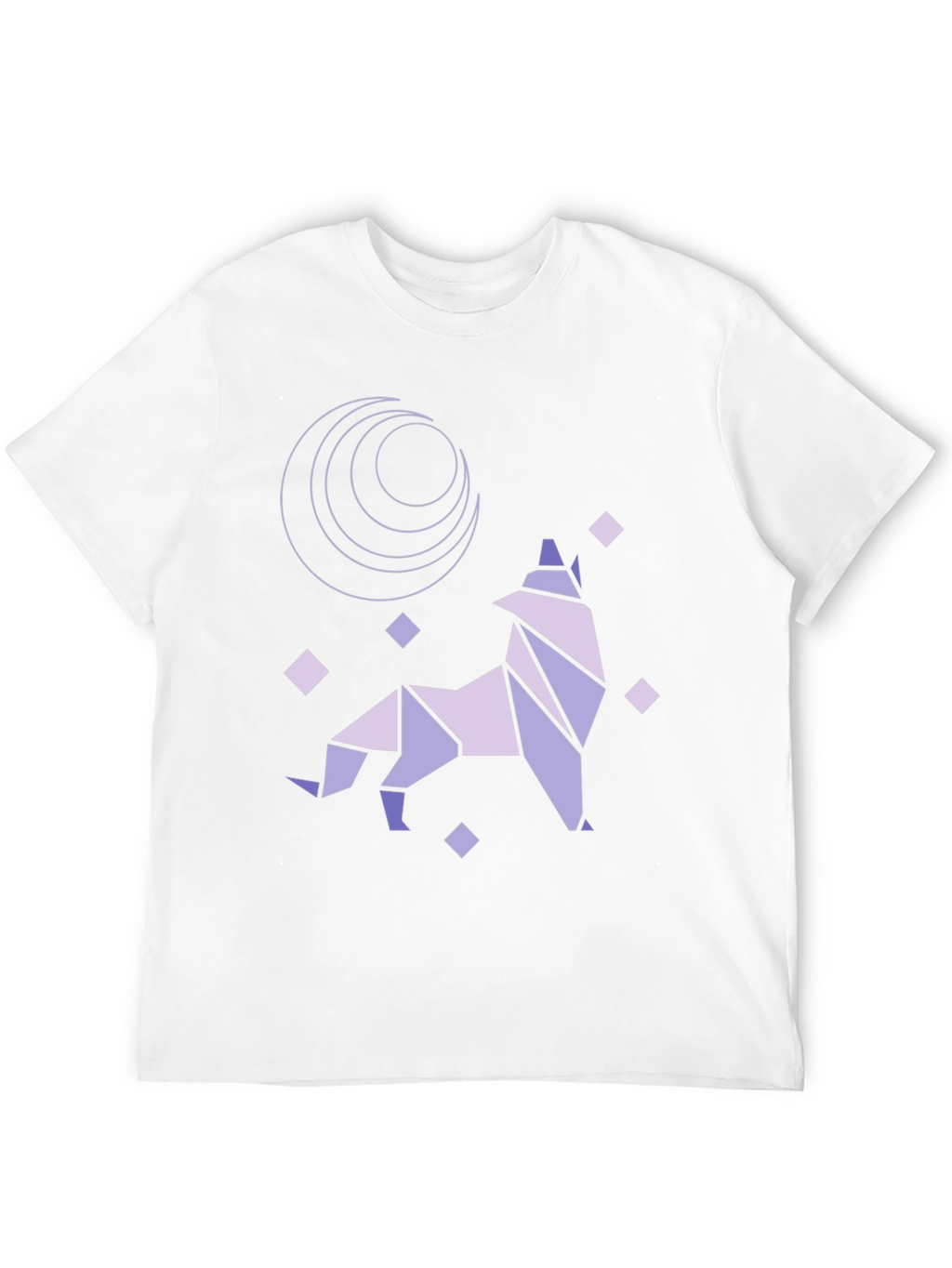 Geometric Wolf Moon Graphic Tee - Black Cotton Blend