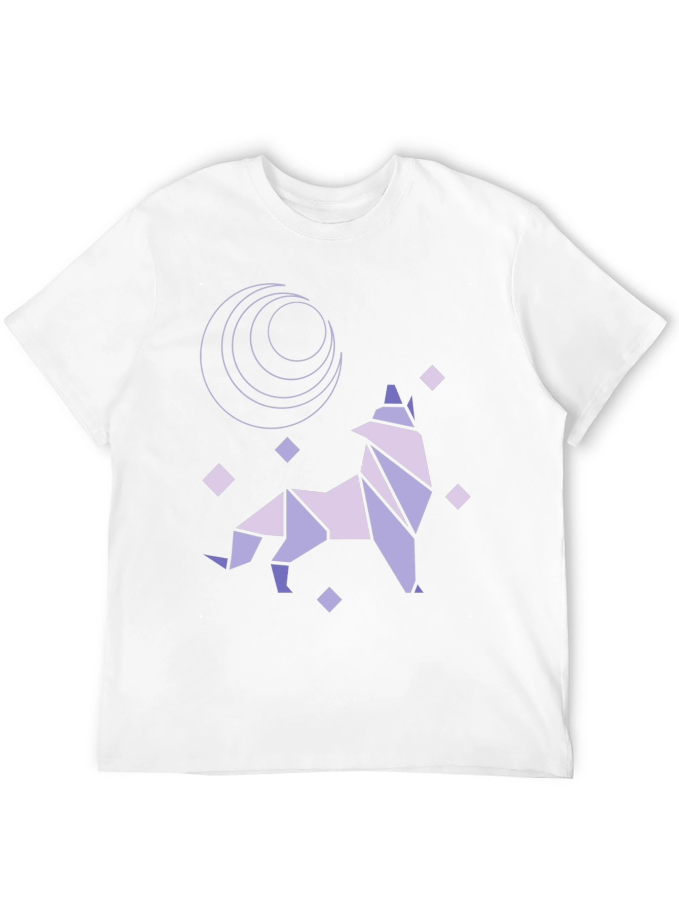 Geometric Wolf Moon Graphic Tee - Black Cotton Blend