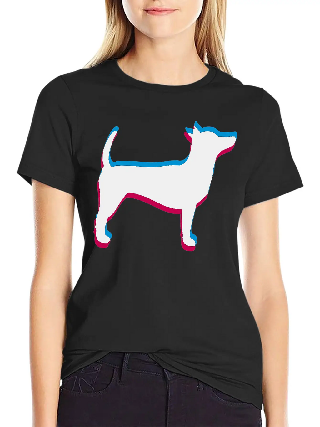 3D Effect Dog Silhouette Outline Shadow Clip Art L Essential Cotton Tee For Daily Outfits – Unisex Style