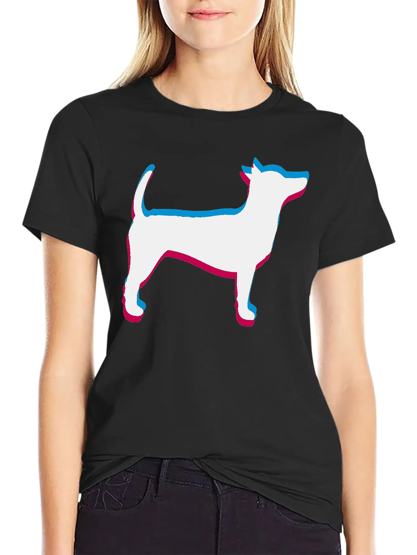3D Effect Dog Silhouette Outline Shadow Clip Art L Essential Cotton Tee For Daily Outfits – Unisex Style