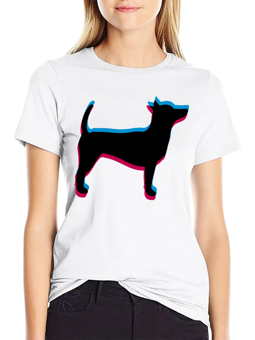 3D Effect Dog Silhouette Outline Shadow Clip Art L Essential Cotton Tee For Daily Outfits – Unisex Style