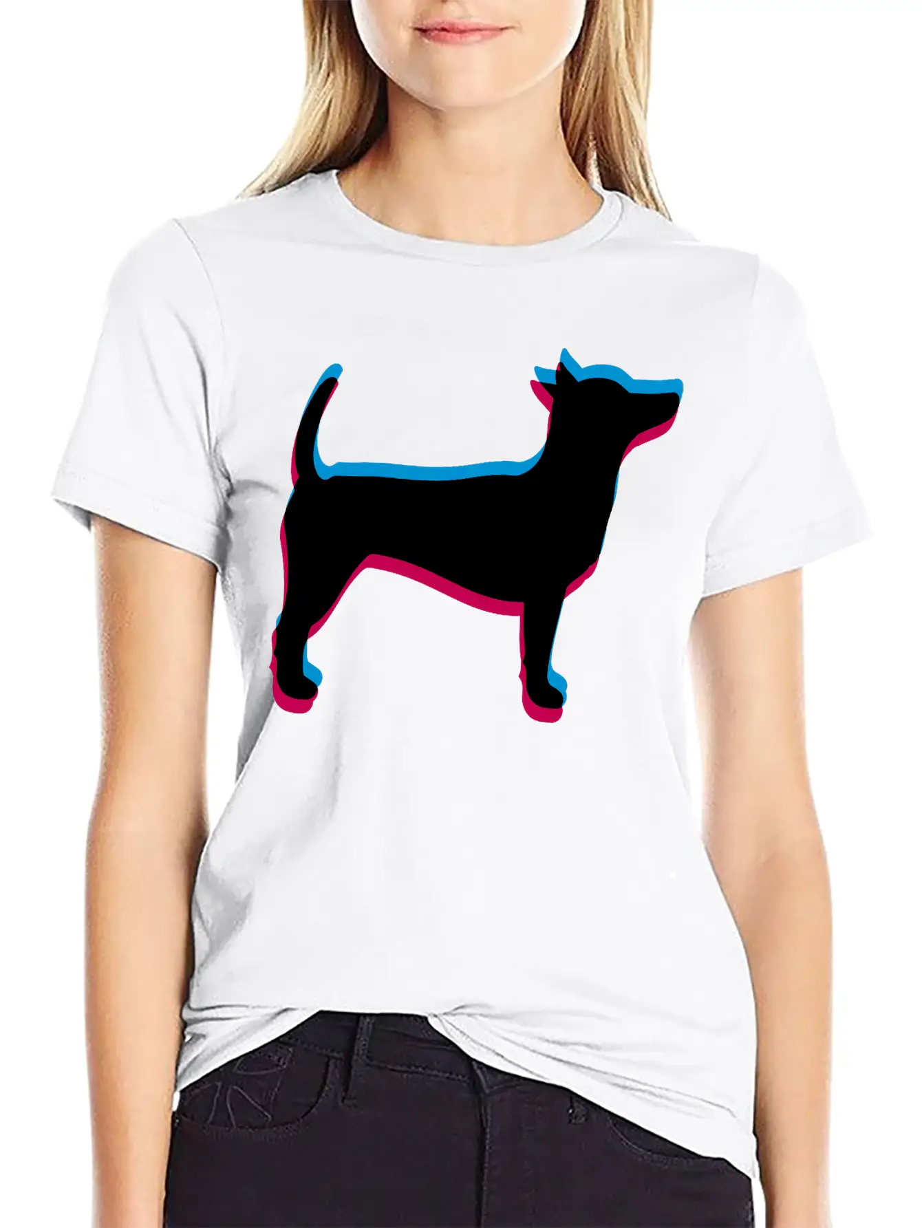 3D Effect Dog Silhouette Outline Shadow Clip Art L Essential Cotton Tee For Daily Outfits – Unisex Style