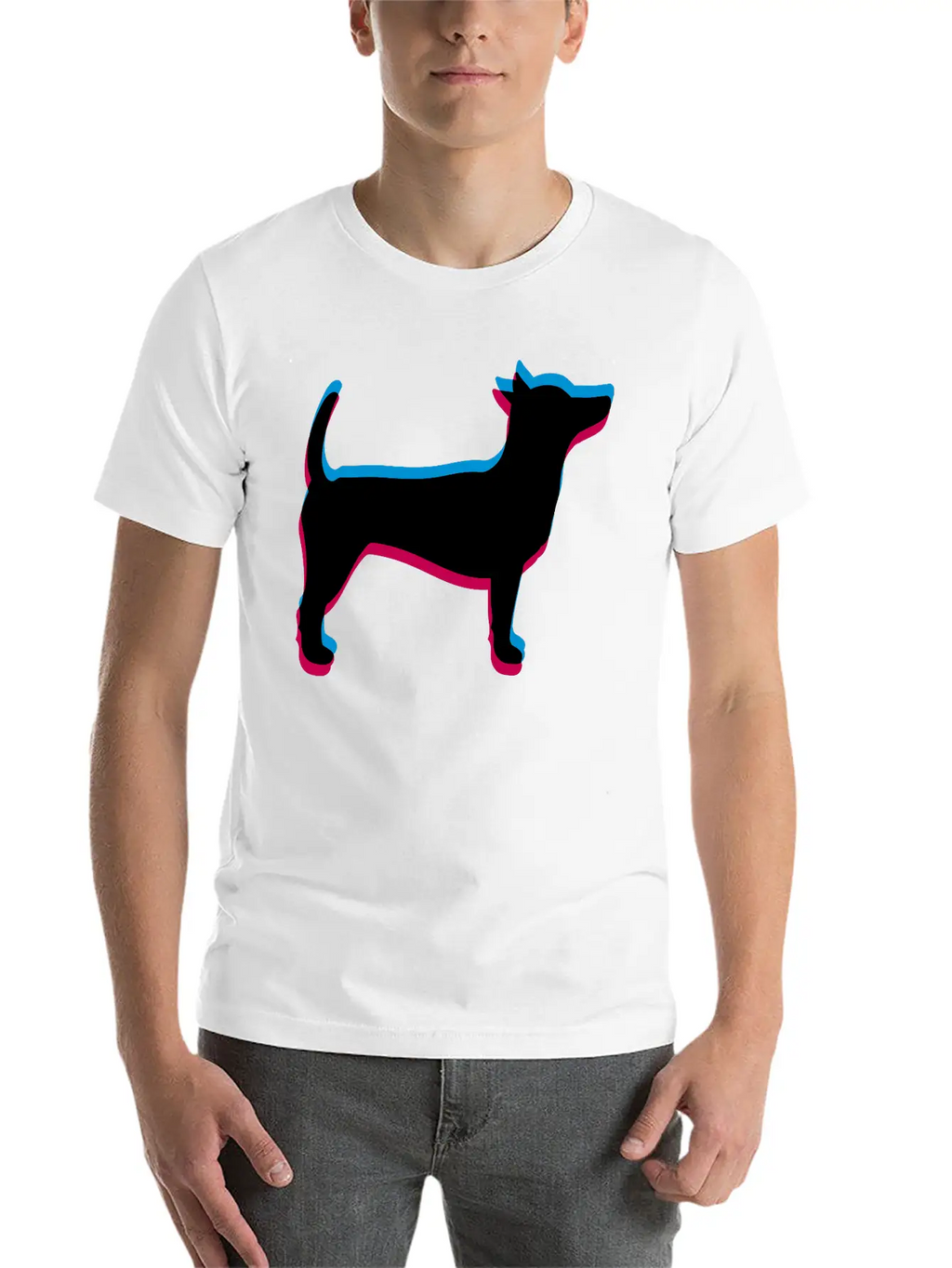 3D Effect Dog Silhouette Outline Shadow Clip Art L Essential Cotton Tee For Daily Outfits – Unisex Style