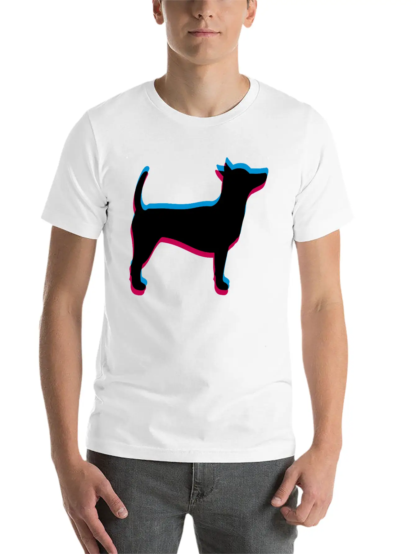 3D Effect Dog Silhouette Outline Shadow Clip Art L Essential Cotton Tee For Daily Outfits – Unisex Style