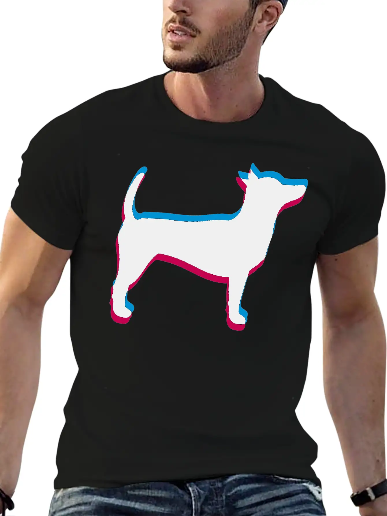 3D Effect Dog Silhouette Outline Shadow Clip Art L Essential Cotton Tee For Daily Outfits – Unisex Style