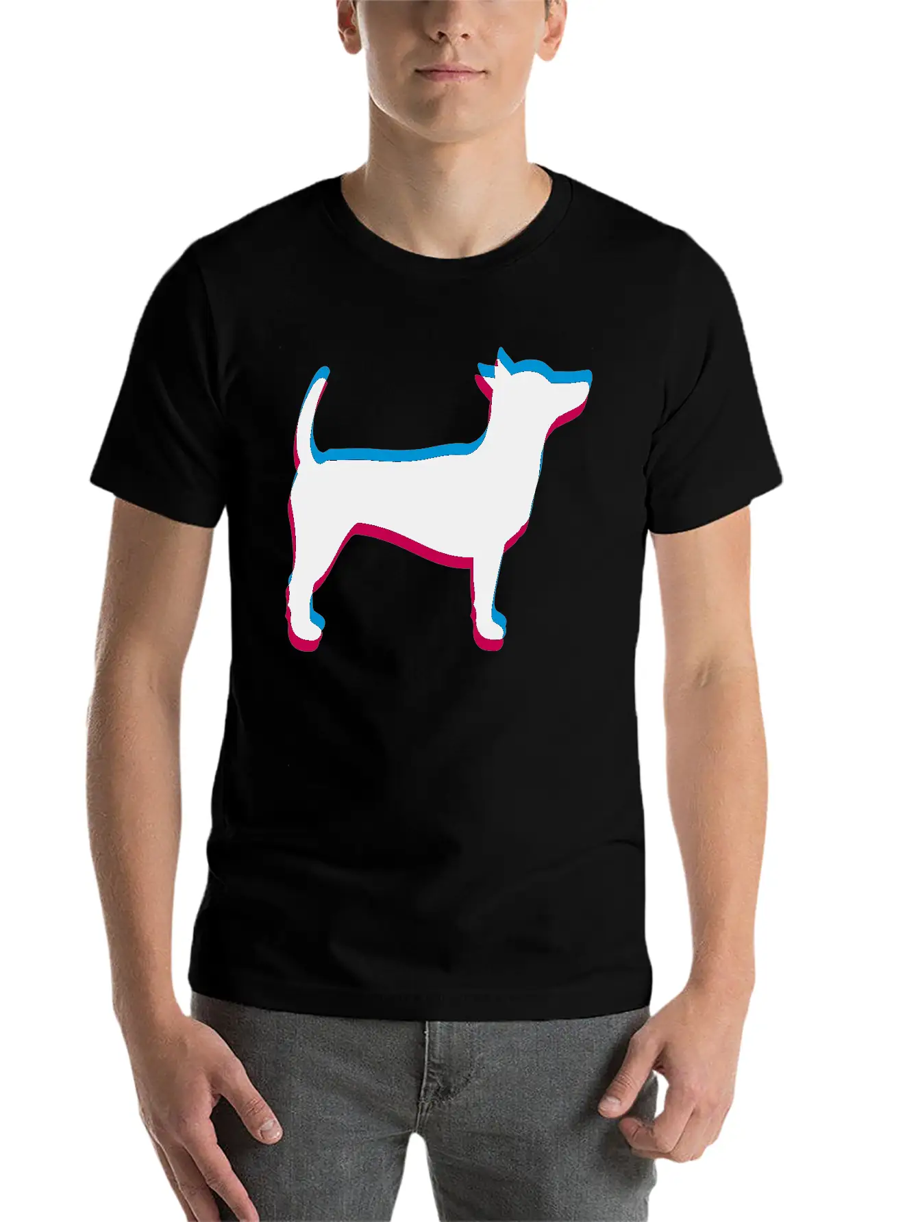 3D Effect Dog Silhouette Outline Shadow Clip Art L Essential Cotton Tee For Daily Outfits – Unisex Style